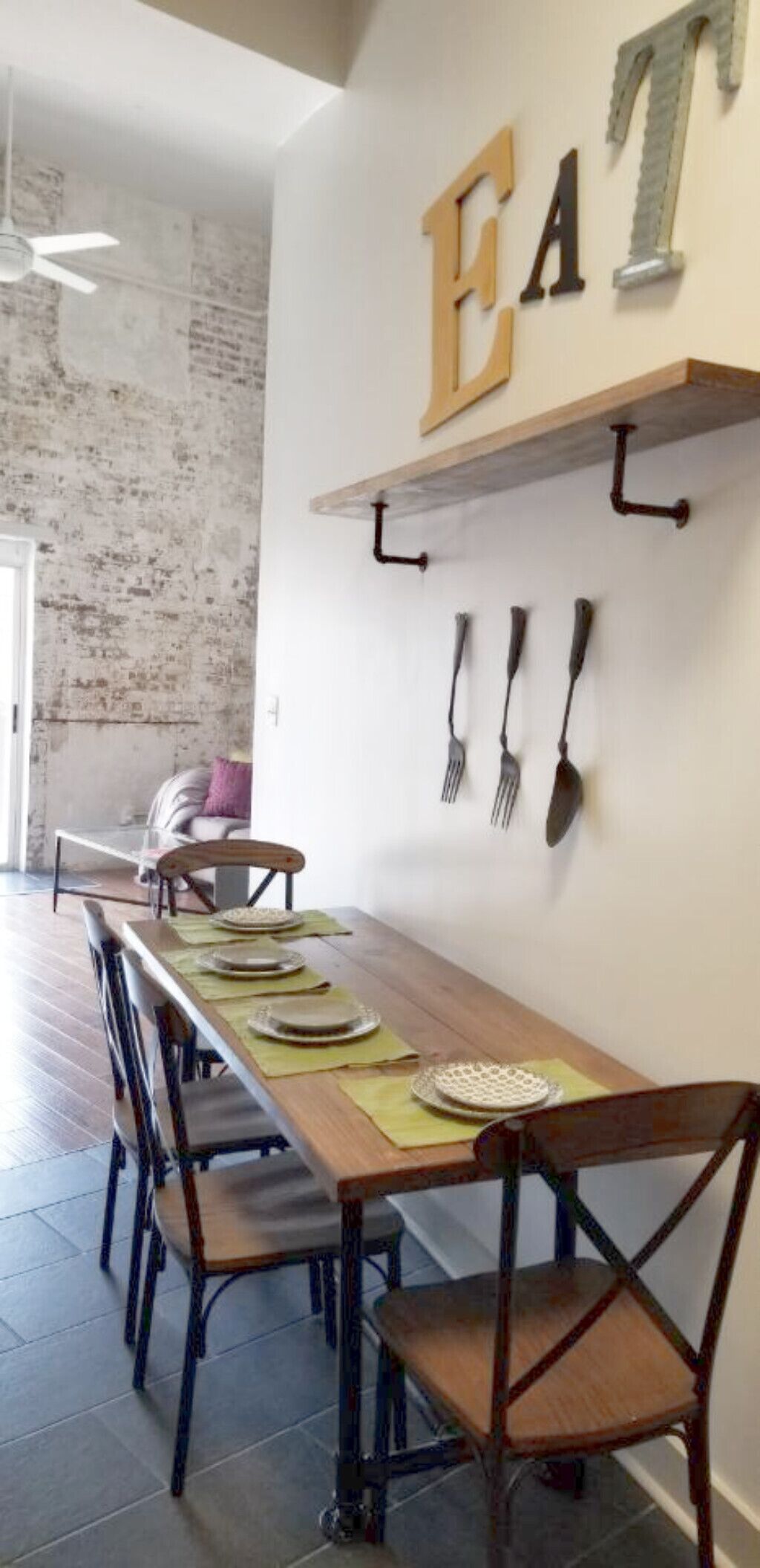 Dining table seats 4.