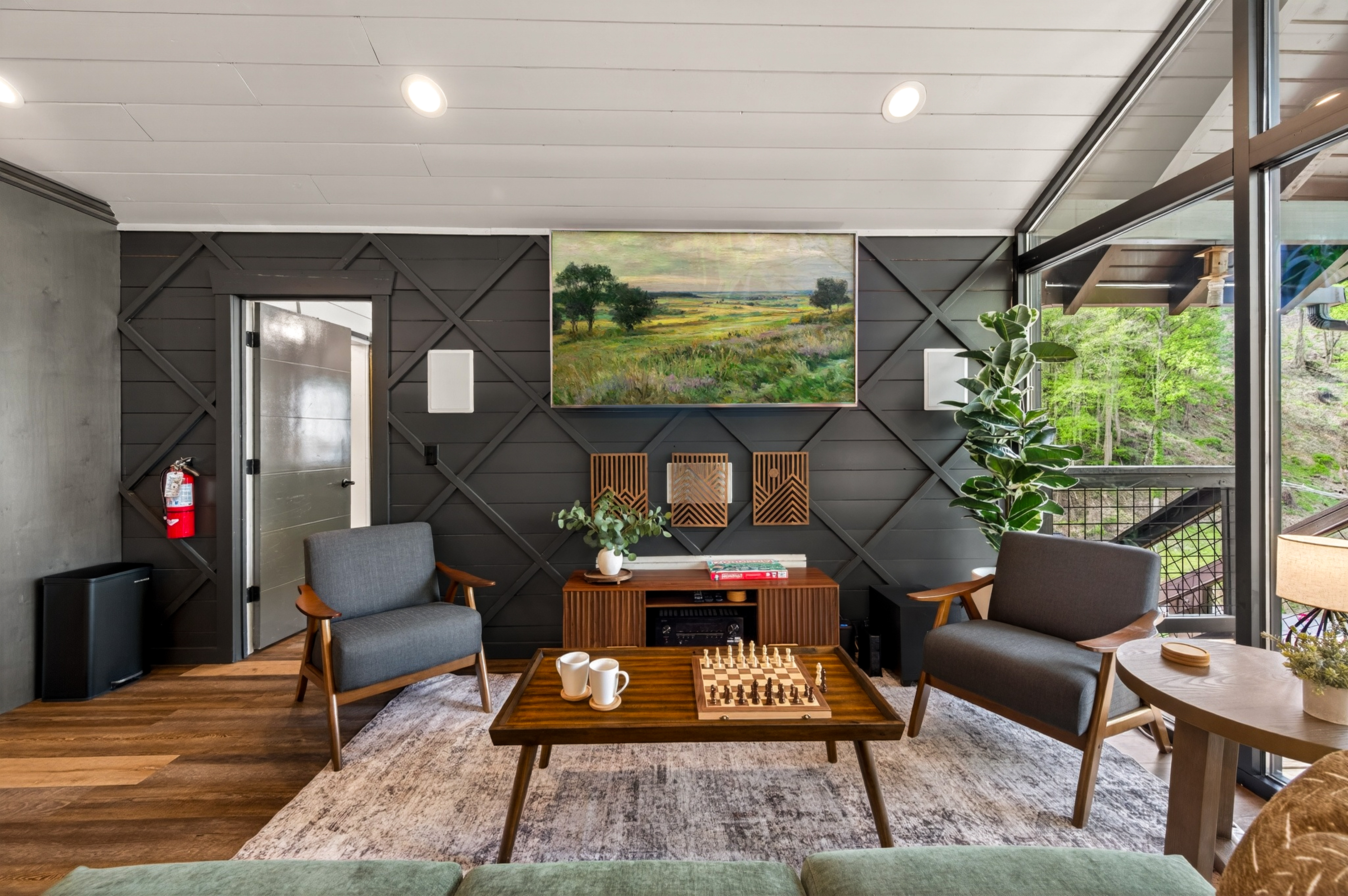 Large TV with Dolby Digital Surround Sound.