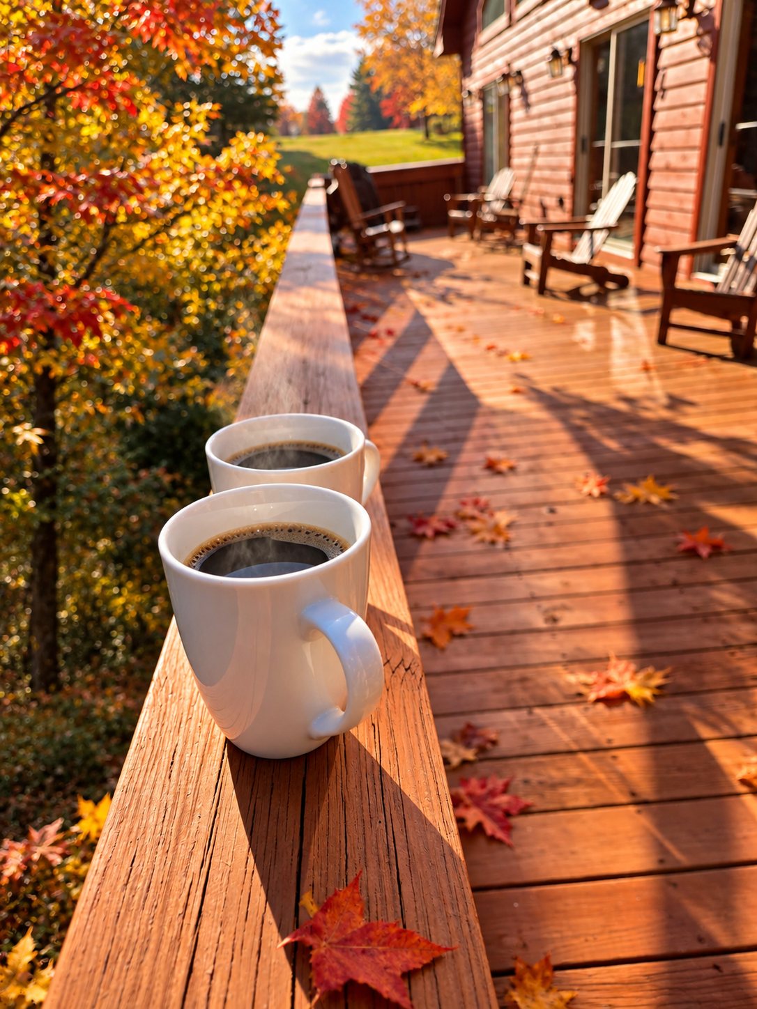 Cozy Autumn Breakfast on the Deck
