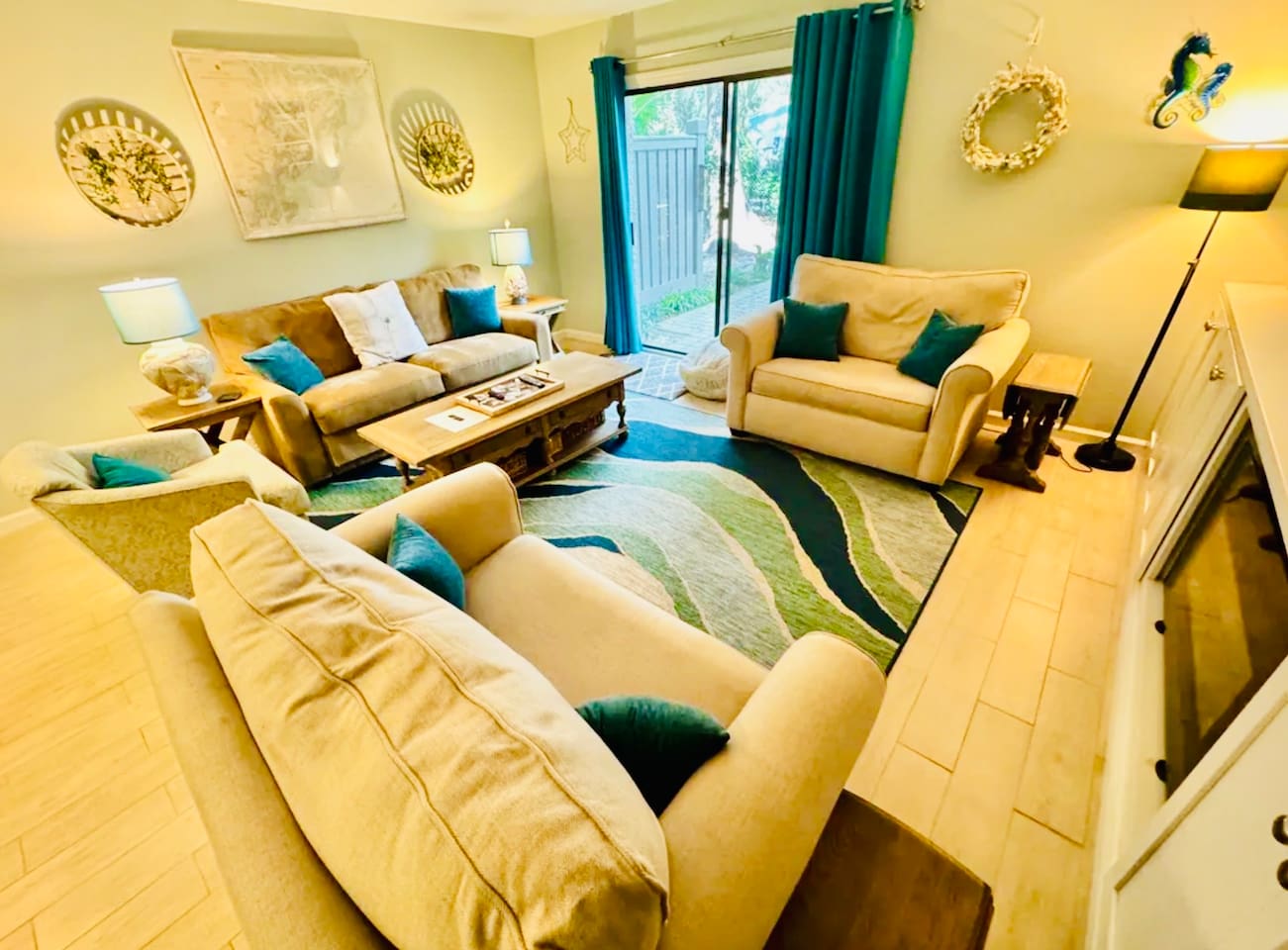 Living room with patio doors