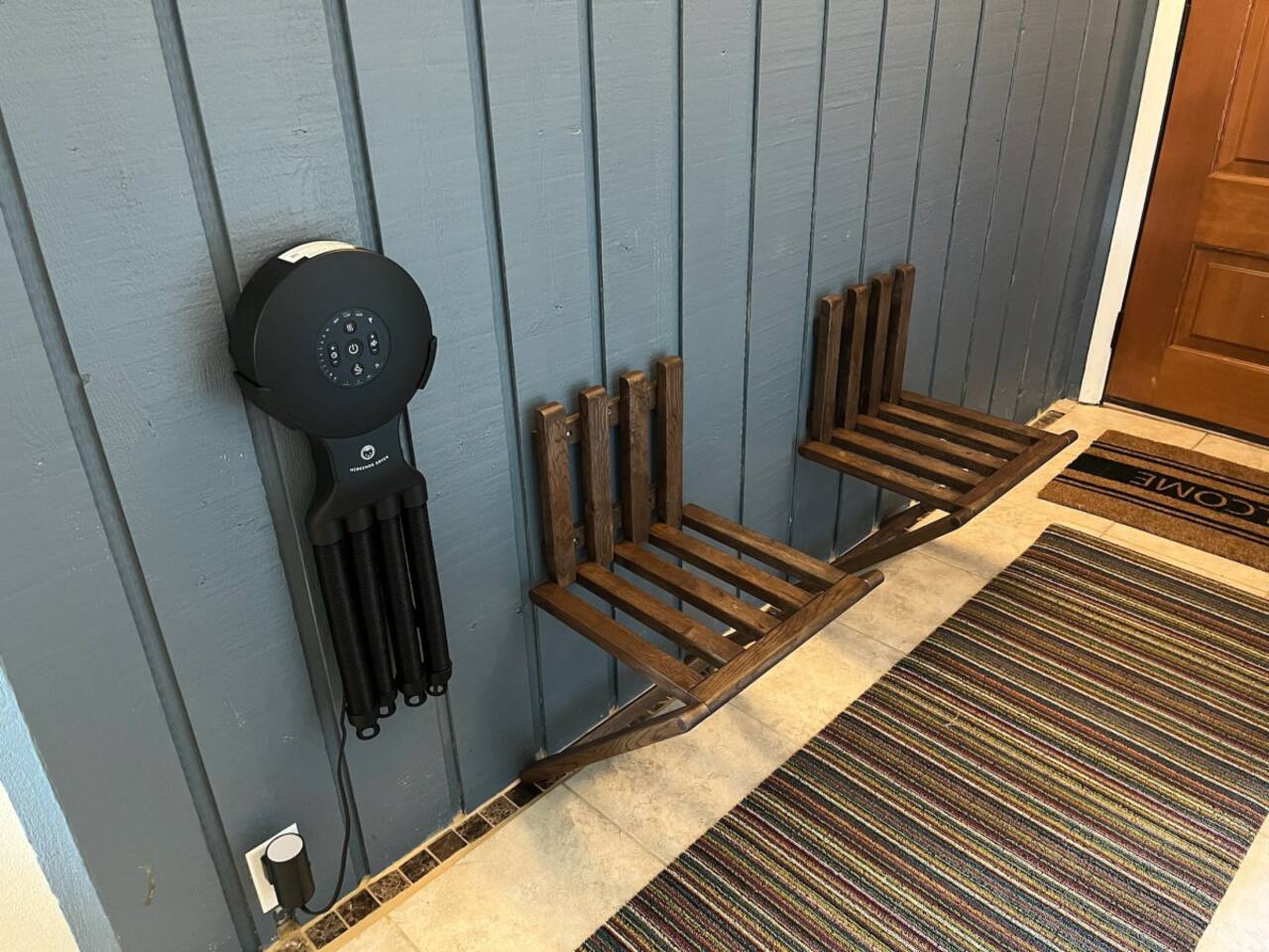 Entryway with Boot Dryer & Fold Out Chairs