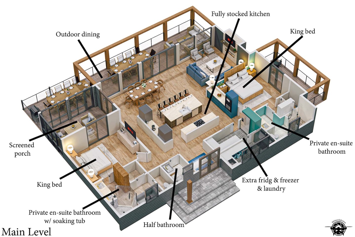 3D floor plan - main level