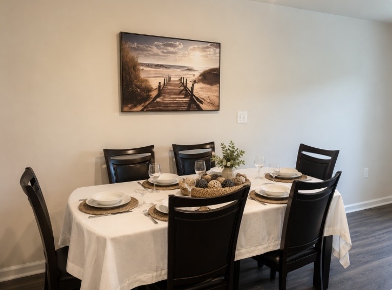 Gather around the dining table for home-cooked meals, takeout nights, or game nights together. Comfortable seating for the whole crew makes every meal feel special. ⭐
