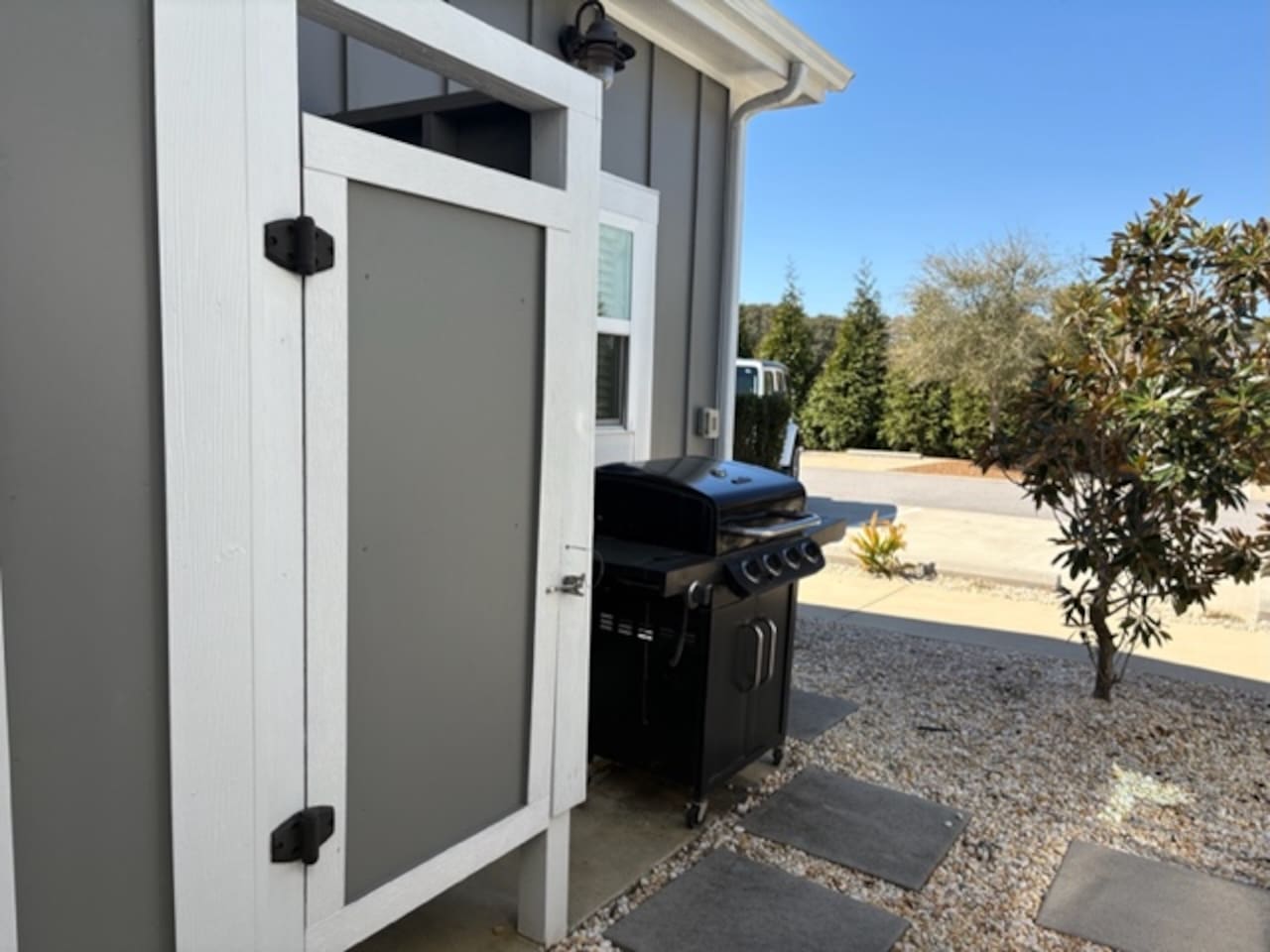 Outdoor shower and gas grill!