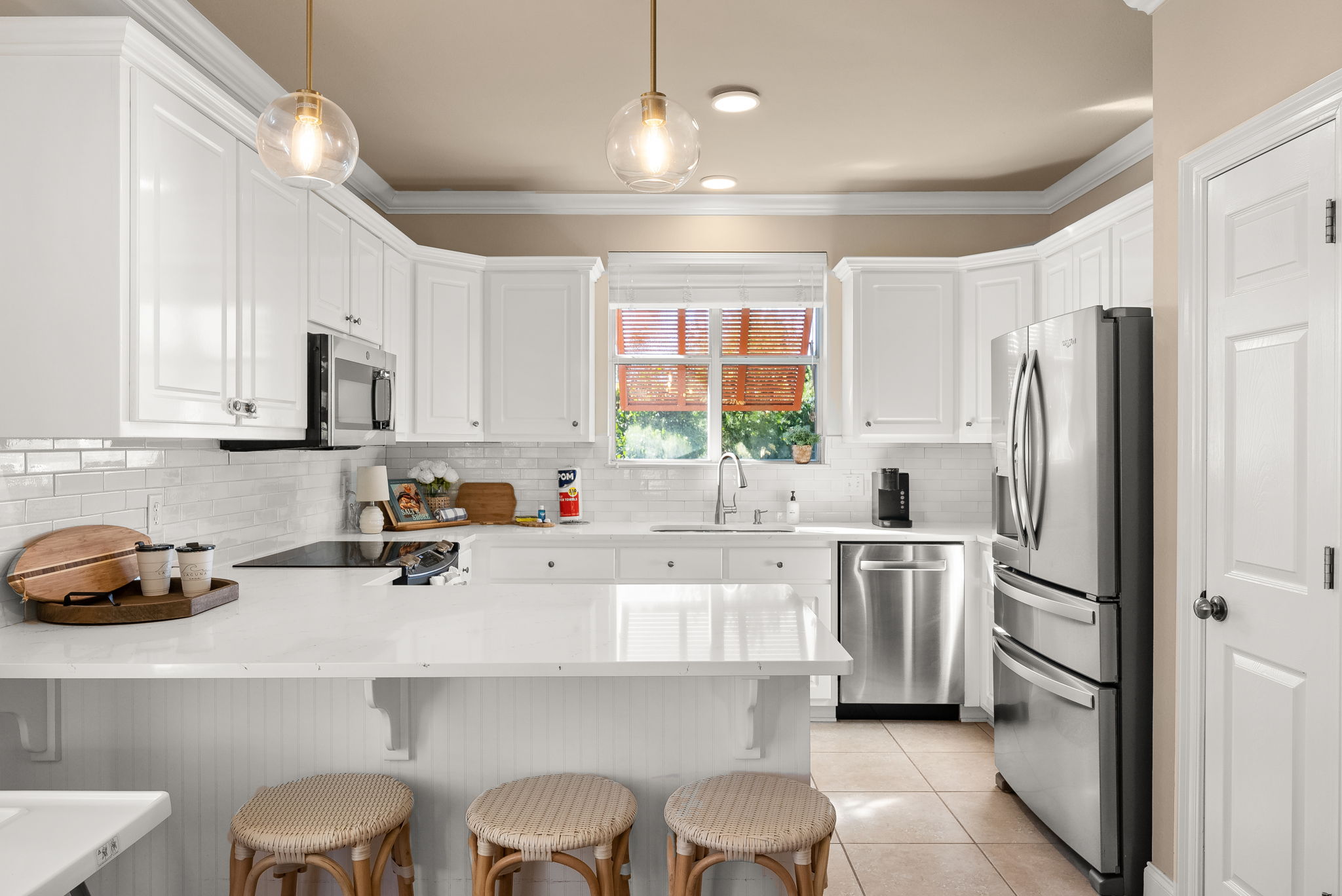 Bright, Fully Equipped Kitchen with Island Seating