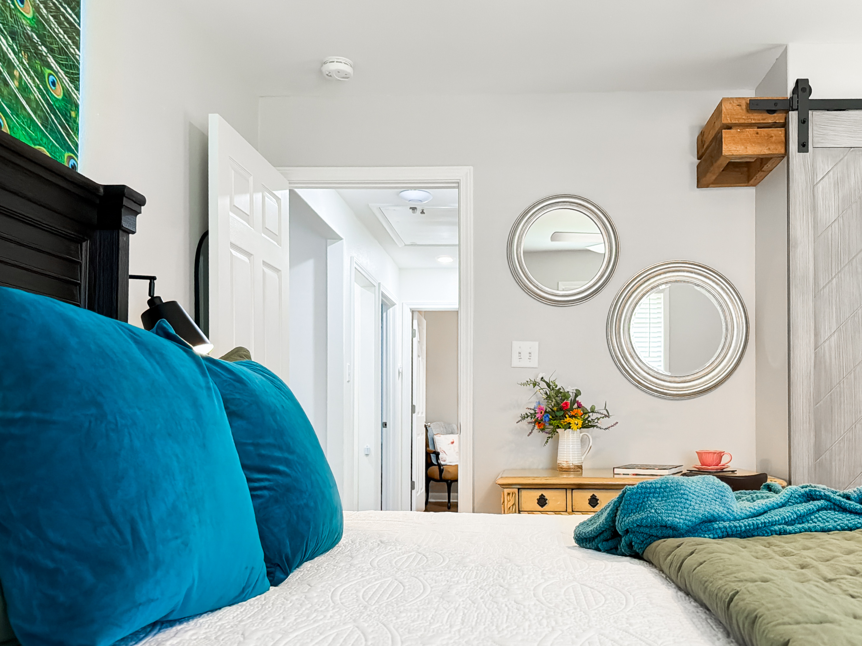 Just across the hall is the second bedroom.