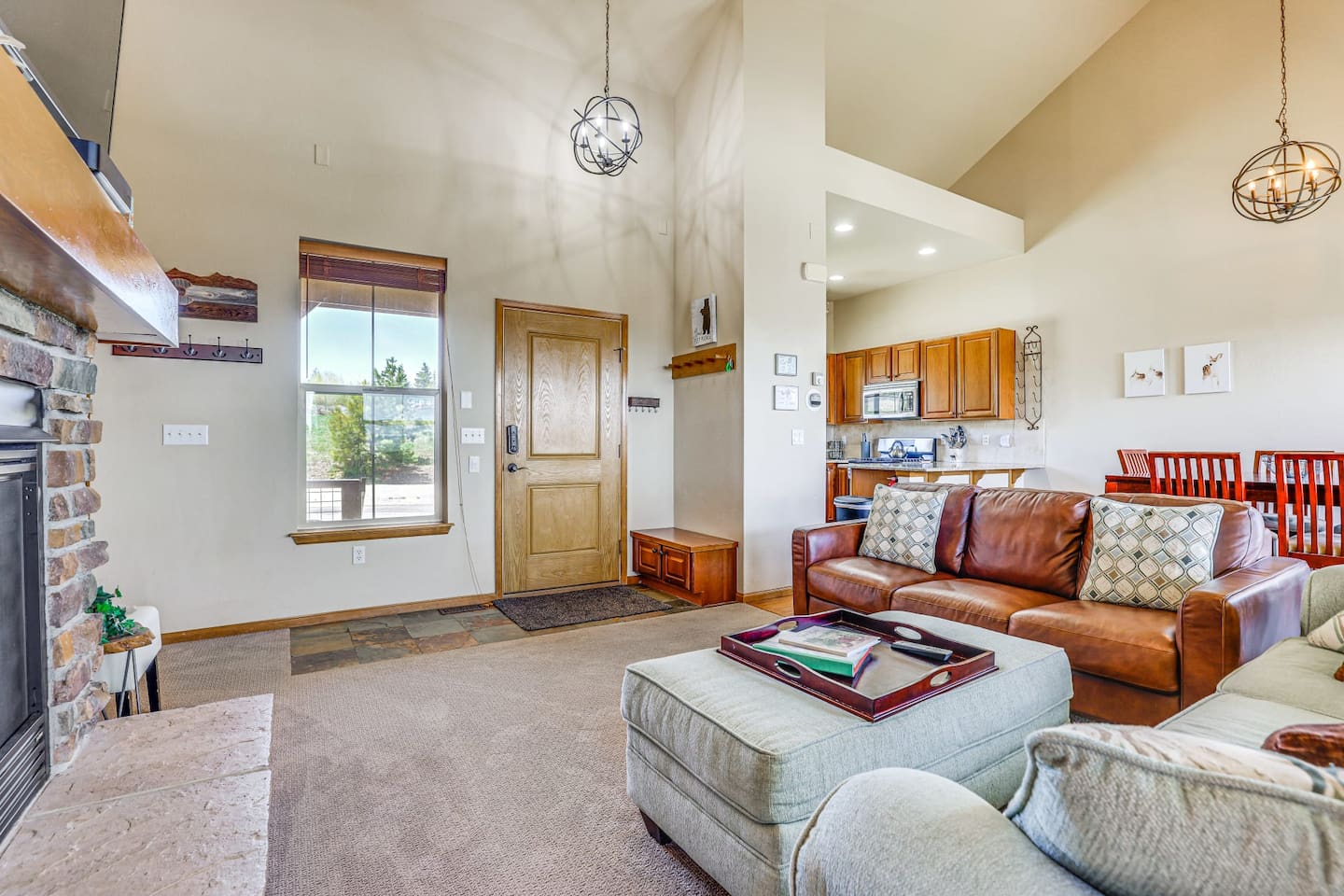 Upstairs Living Room and Front Door, coat racks and hooks