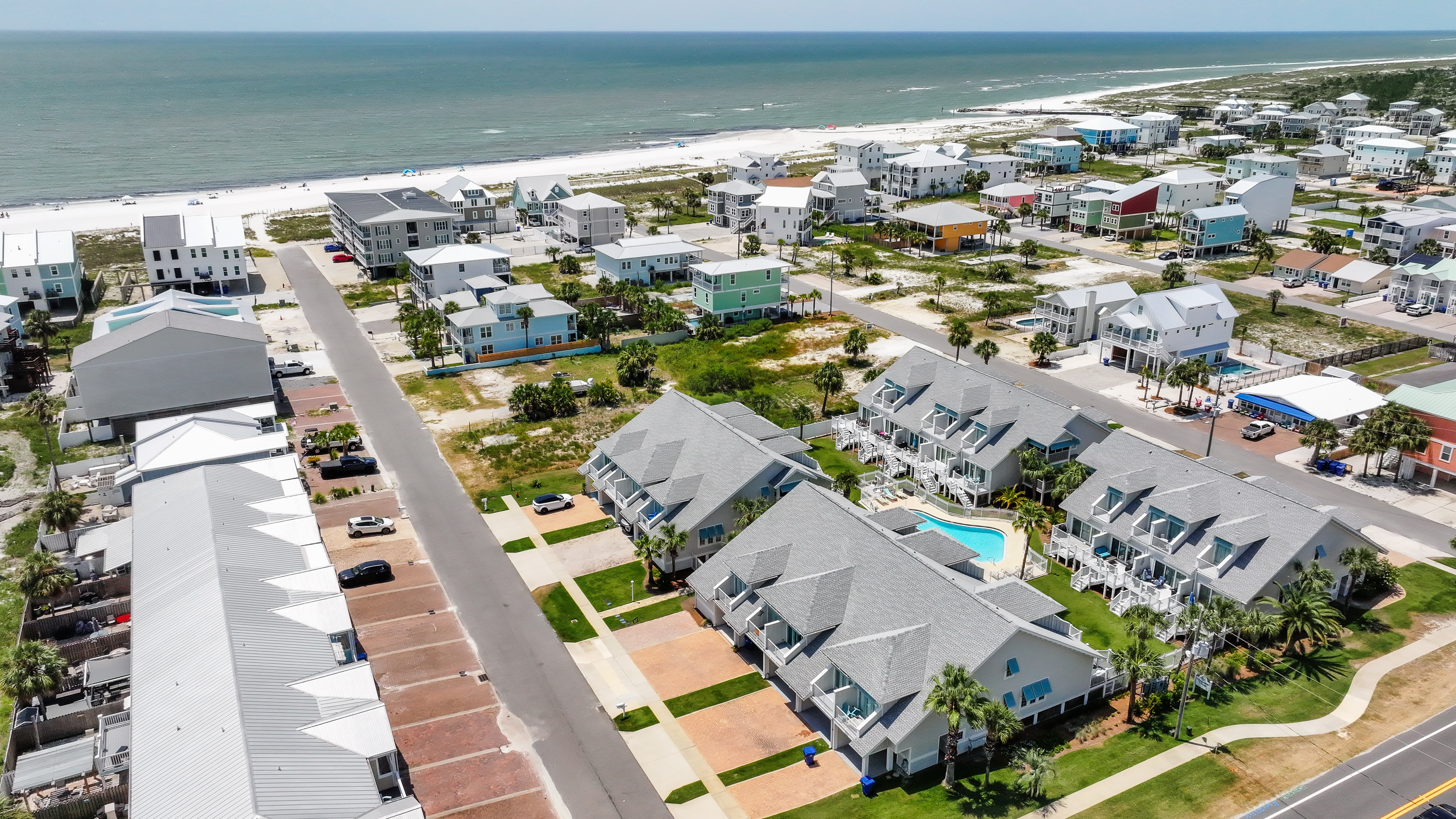 Aerial view highlighting the property's prime location