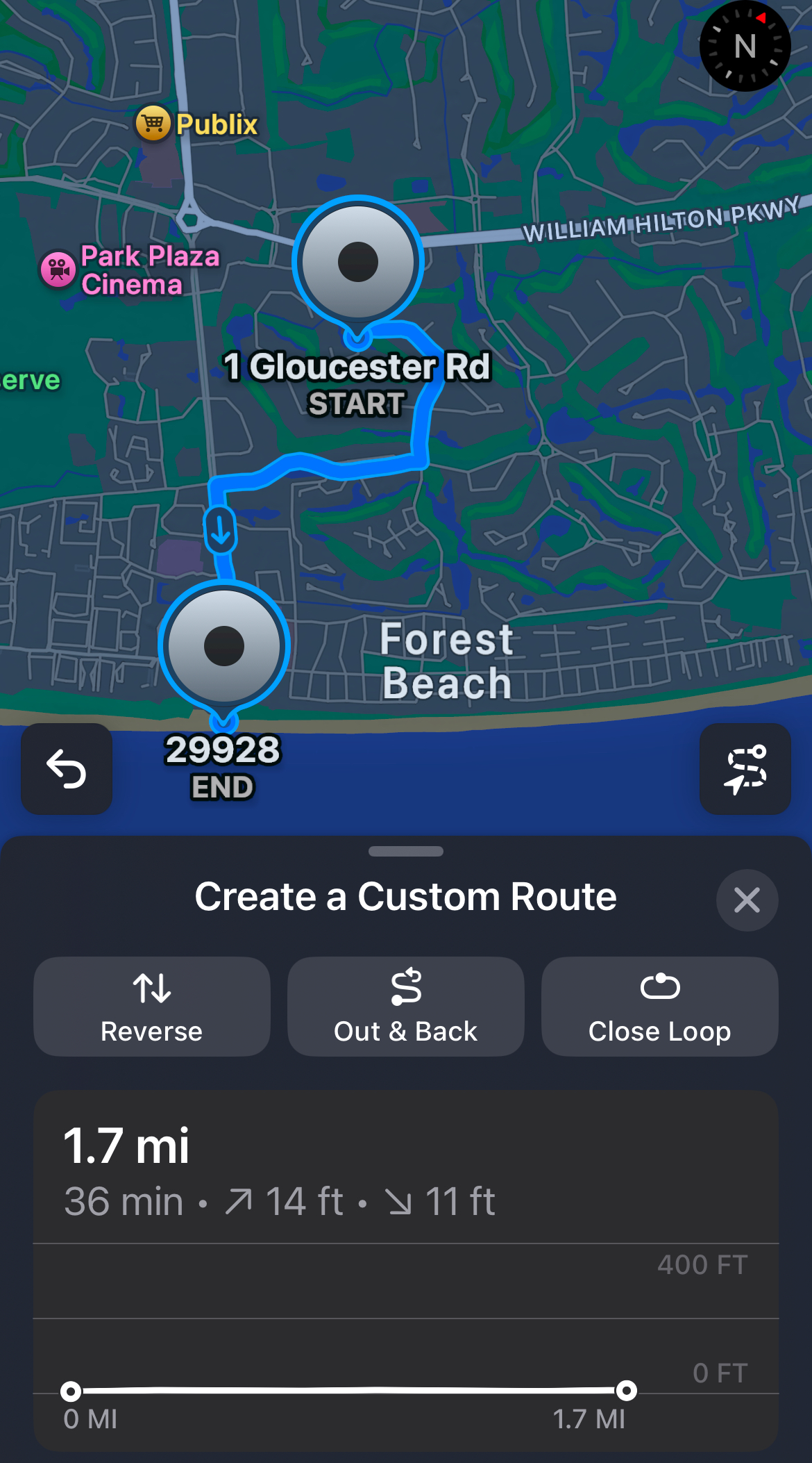 walk to Coligny public beach