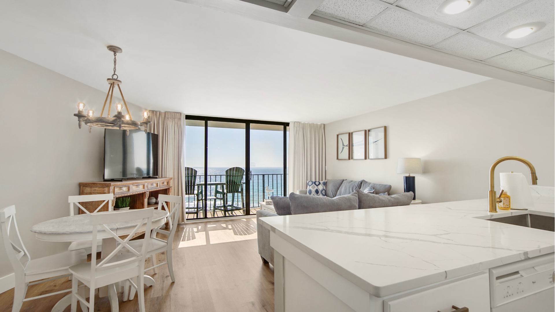 Incredible beachfront view with kitchen island