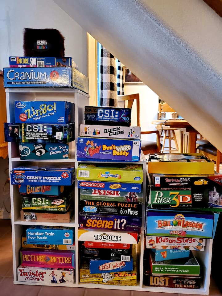 Tons of board games and puzzles for adults and kids alike!