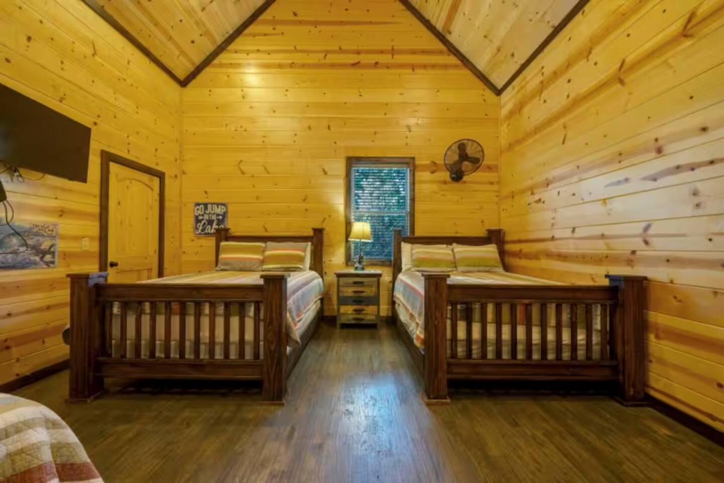 Loft room fit for the kids: 2 fulls + twin = giggle zone.
