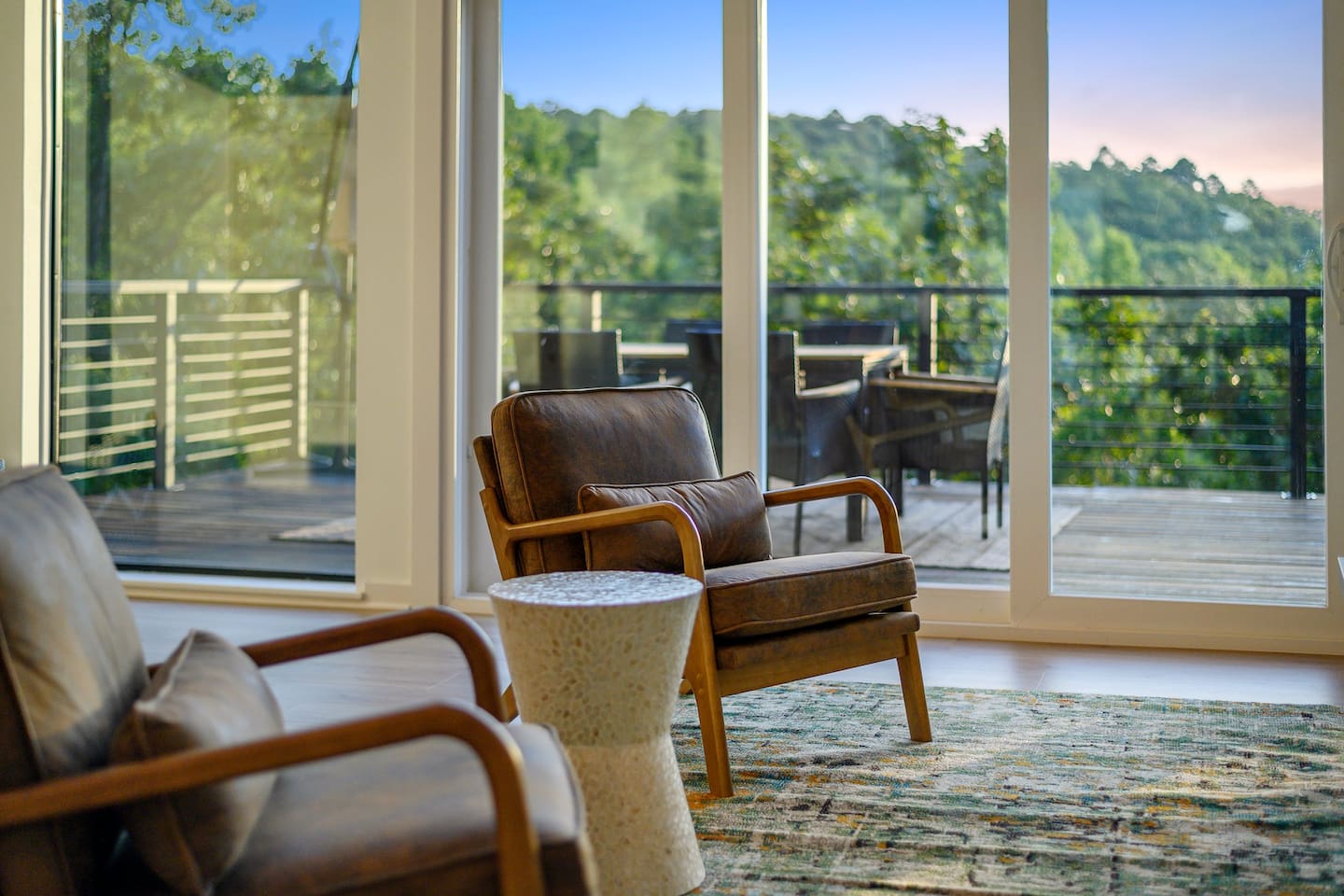 Sip your morning coffee overlooking the Broken Bow scenery in this gorgeous living area. Extremely spacious, yet cozy, and thoughtfully designed with premium furniture.  