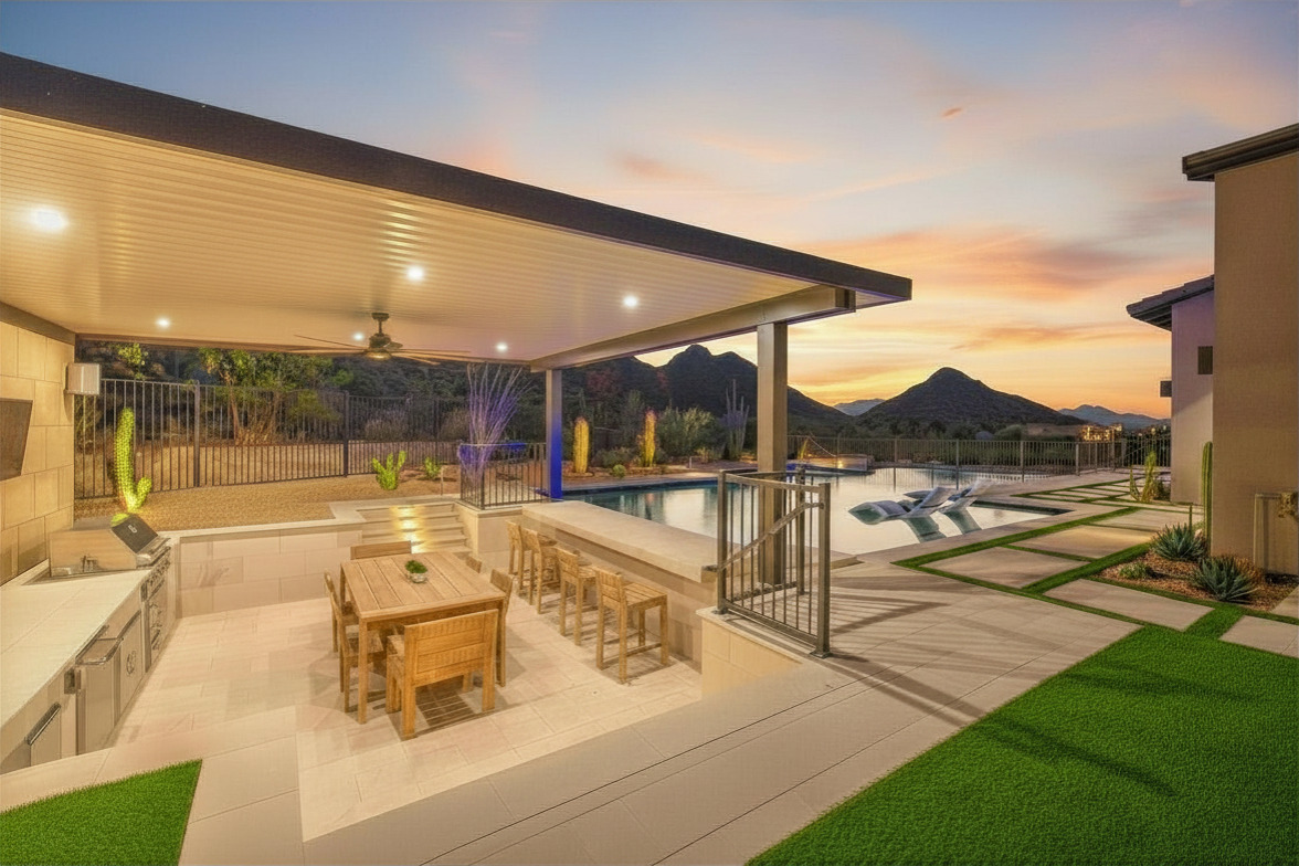 The ultimate poolside chef’s kitchen and dining in your private desert oasis.