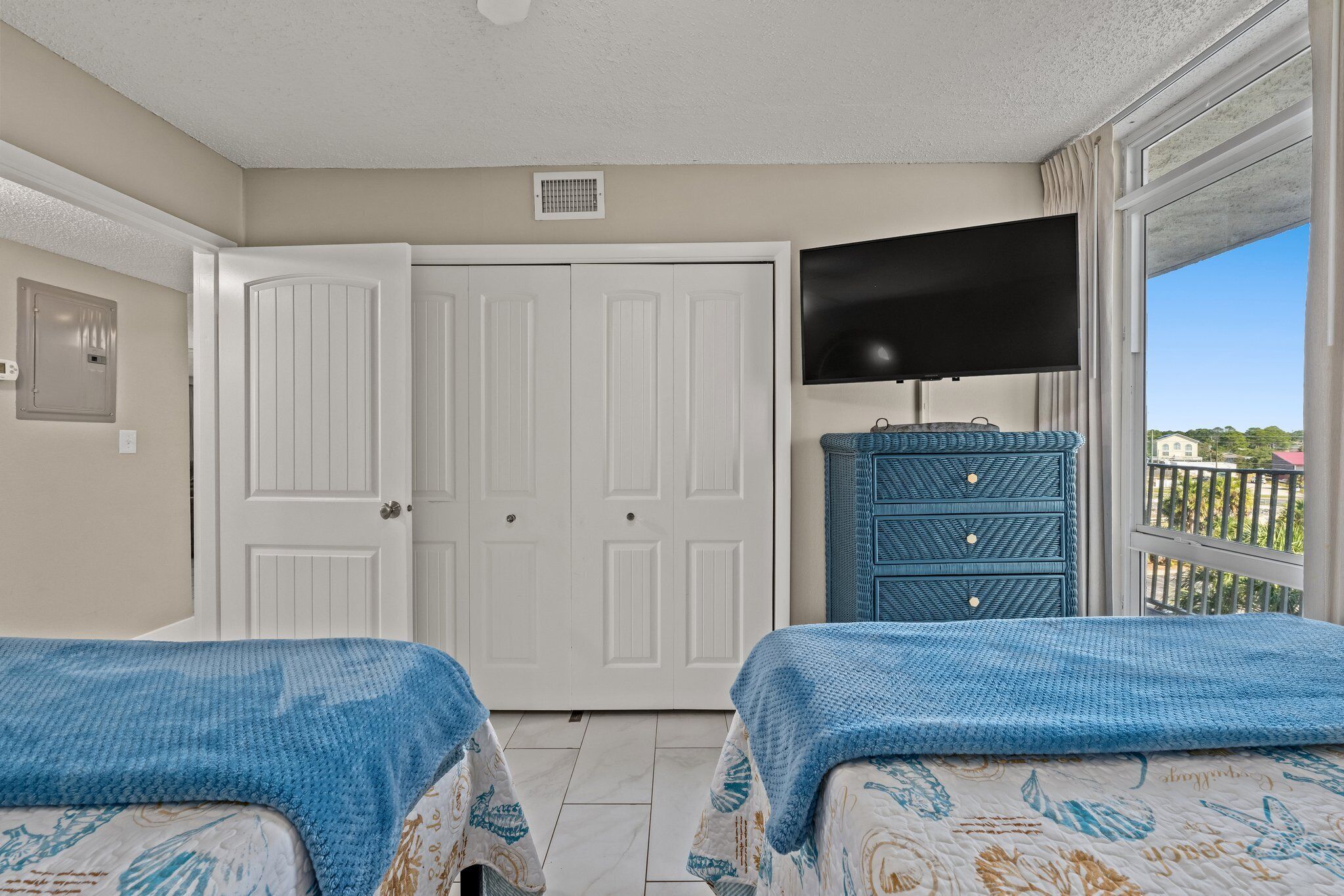 Guest bedroom with two full size beds