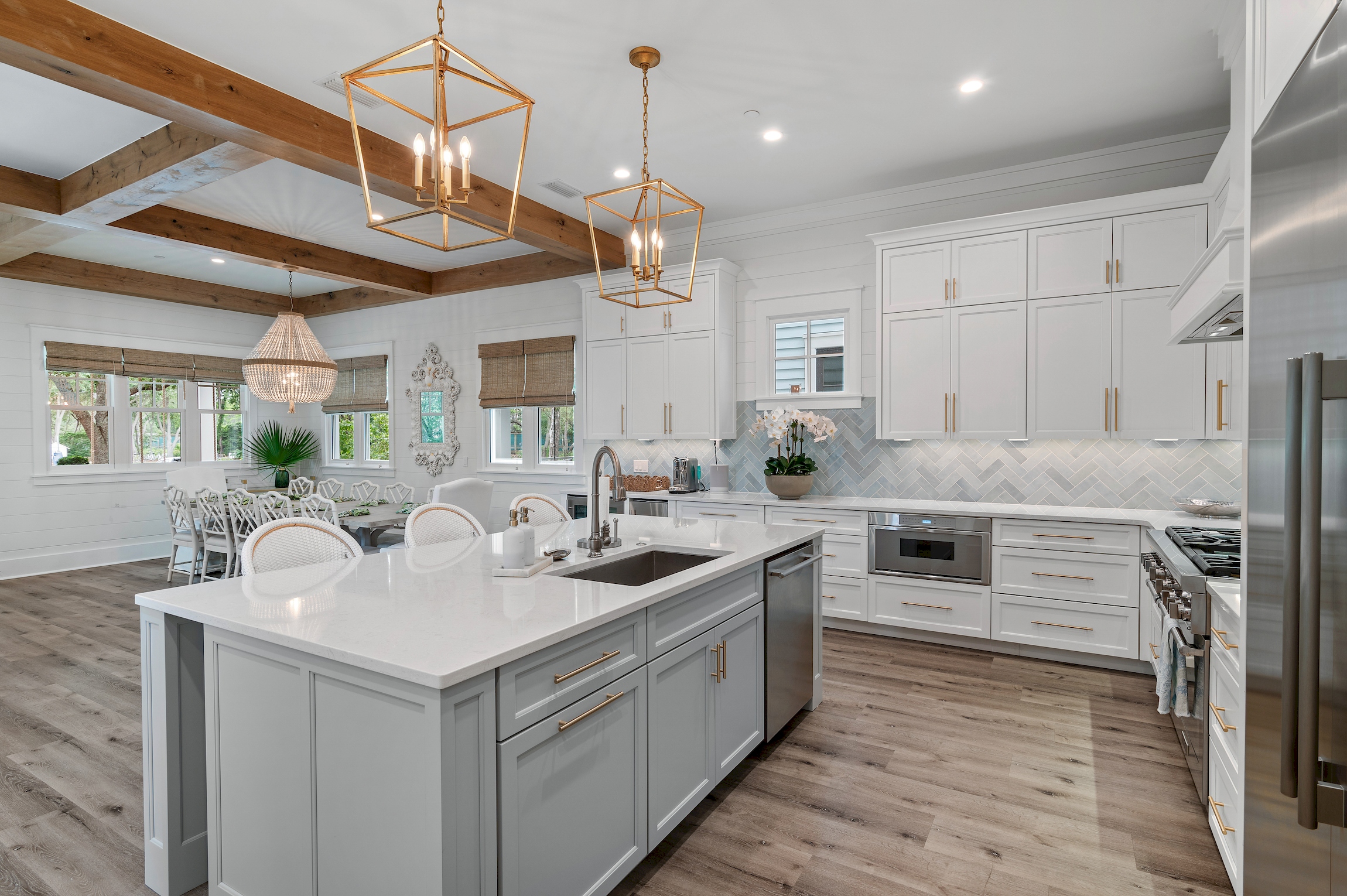 Open kitchen and dining area.