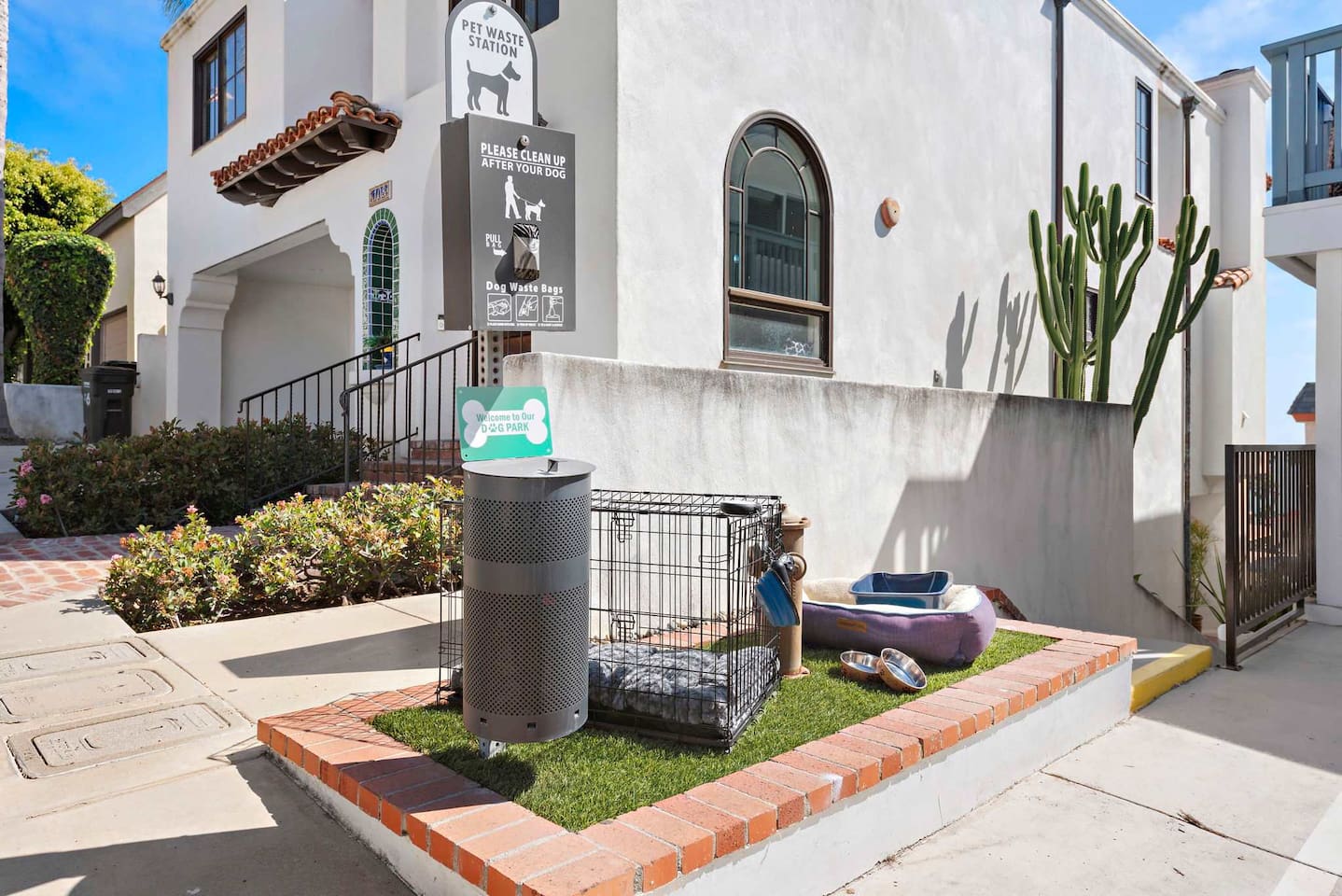 We are the most pet-friendly rental condos in San Clemente and provide beds, bowls, a small dog park and even a dog crate by request.