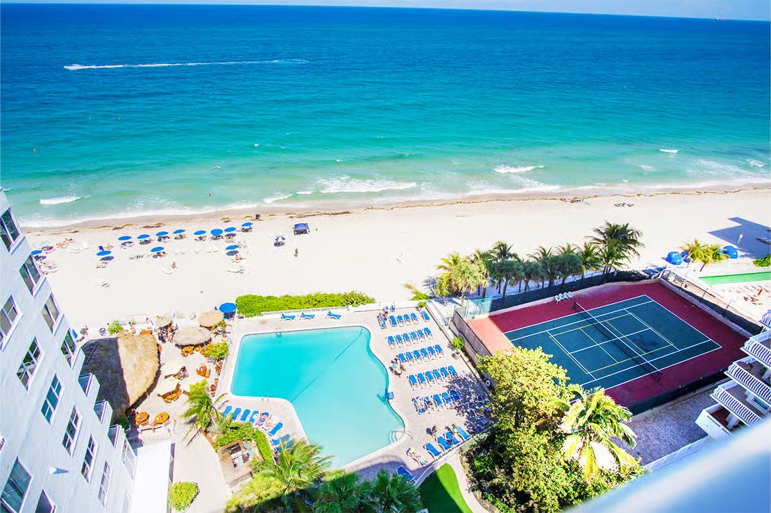 Ocean and pool views
