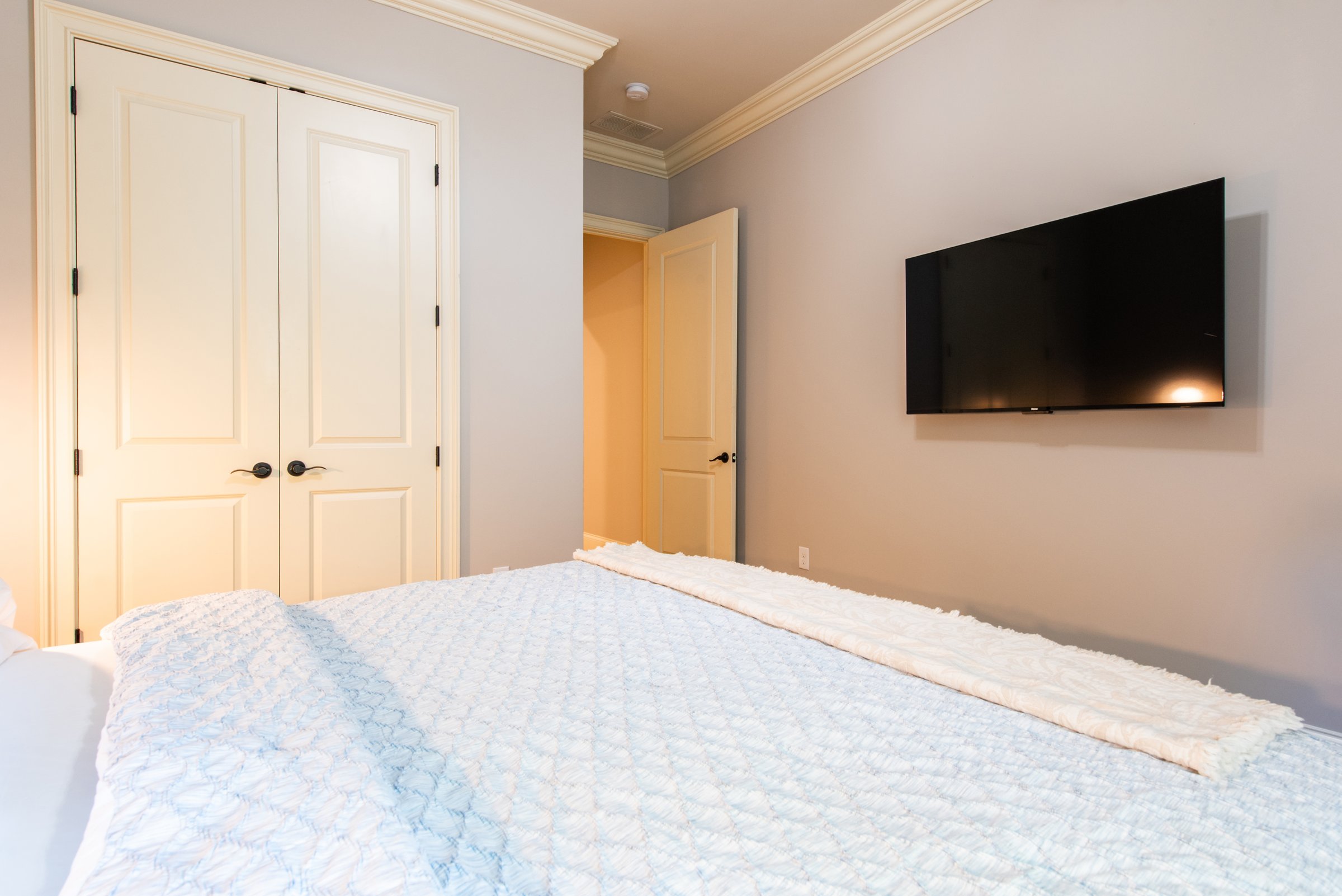 Wall-mounted Smart TV for relaxing evenings.