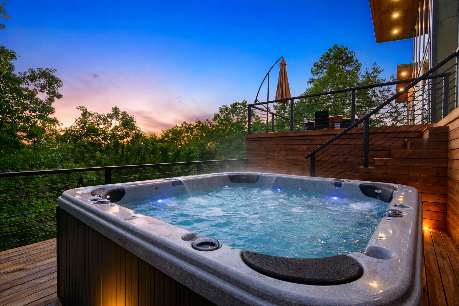 Soak in this view while relaxing in our 8-person hot tub!