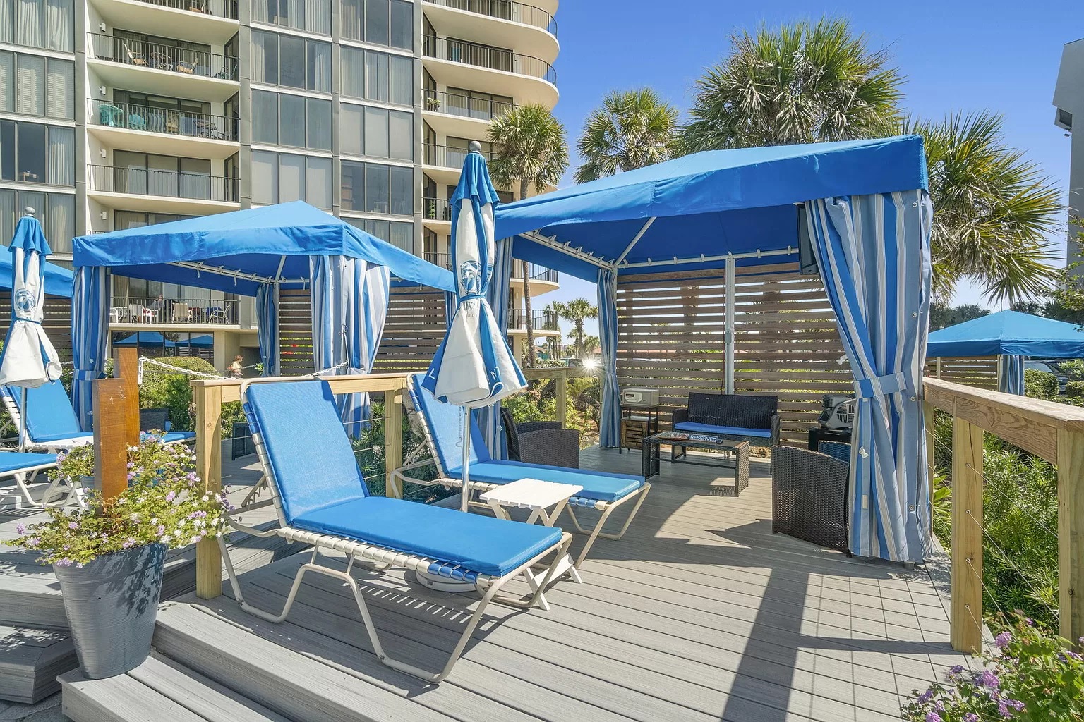 Rental cabanas with poolside service