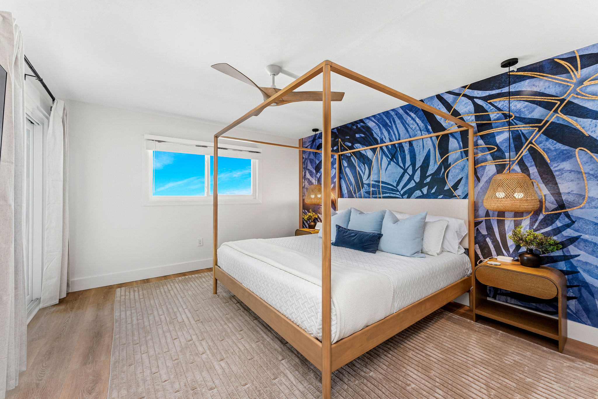 The Master bedroom is where you'll wake up to the sound of waves right from the comfortable king bed. Step out onto the private balcony to watch the sunrise over the water.