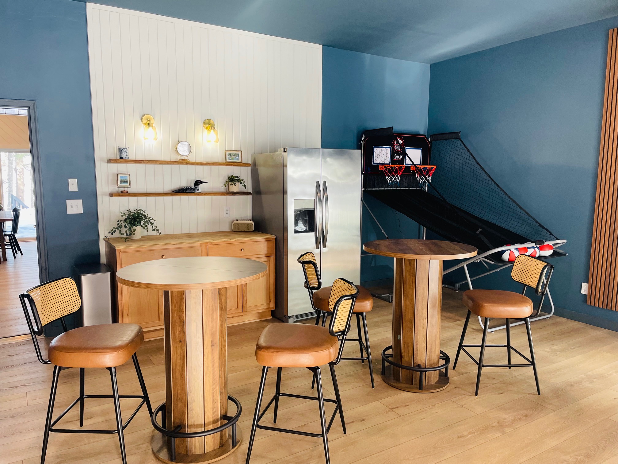 Extra full-size refrigerator and bar area