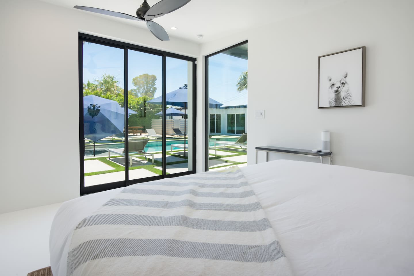 Second guest house with pocket doors and private entry to outdoor rain showers