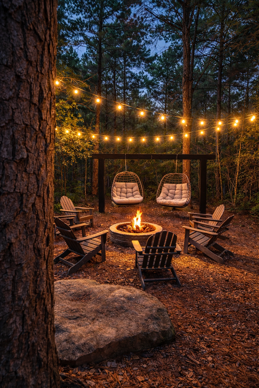 Relax around the firepit with the new swings