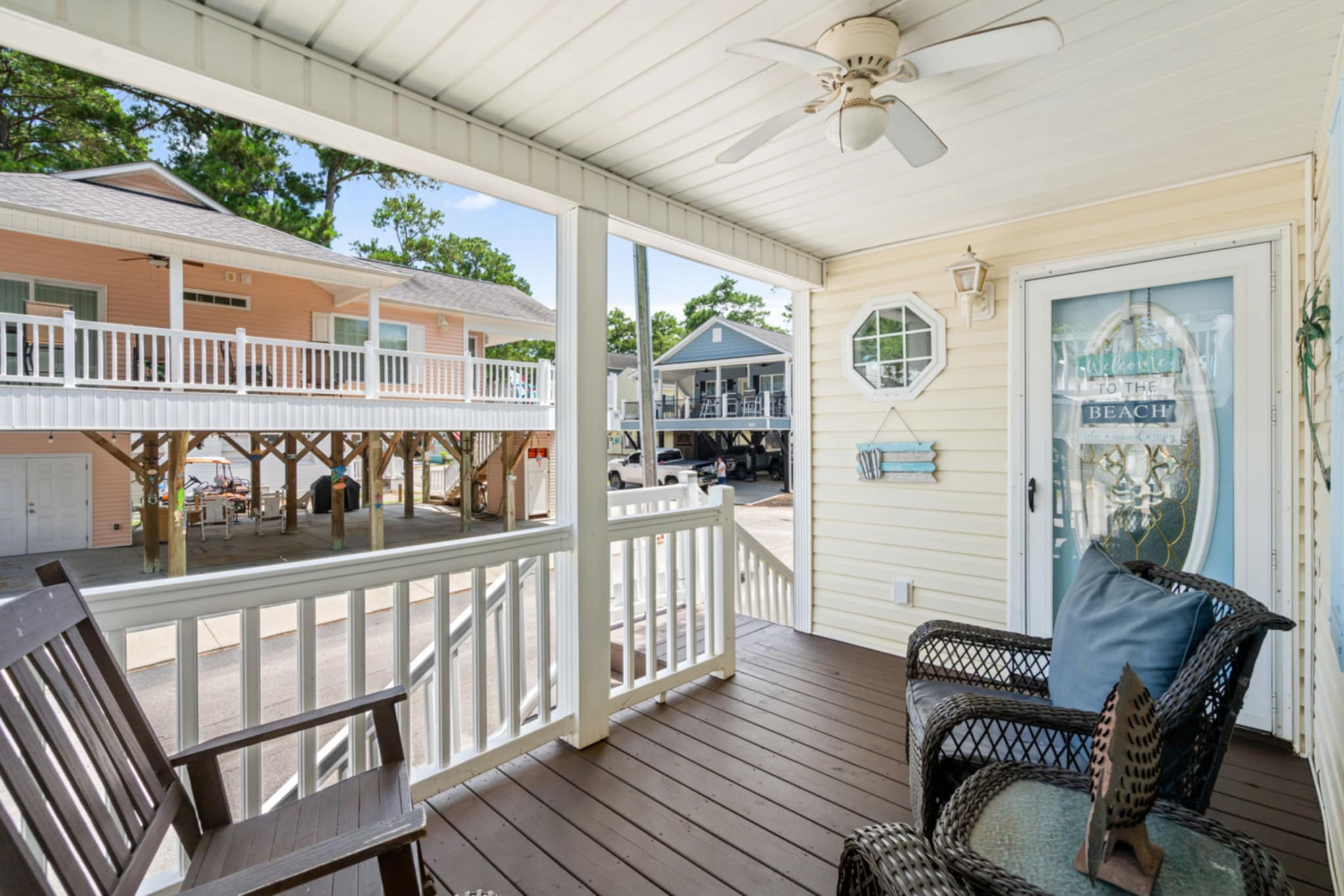 Covered porch with fan for relaxing