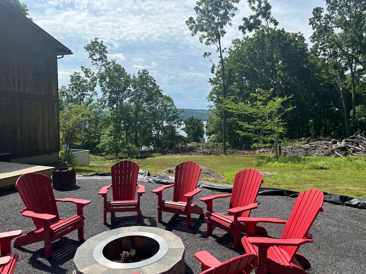 Landscaping in progress - We have relocated the firepit to the back deck where we also plan to move the hot tub.  We hope to have our little oasis completed by the end of 2025.