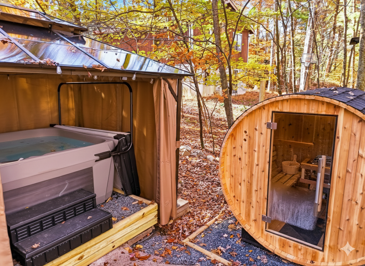 Sauna and hot tub for relaxation and your own private spa