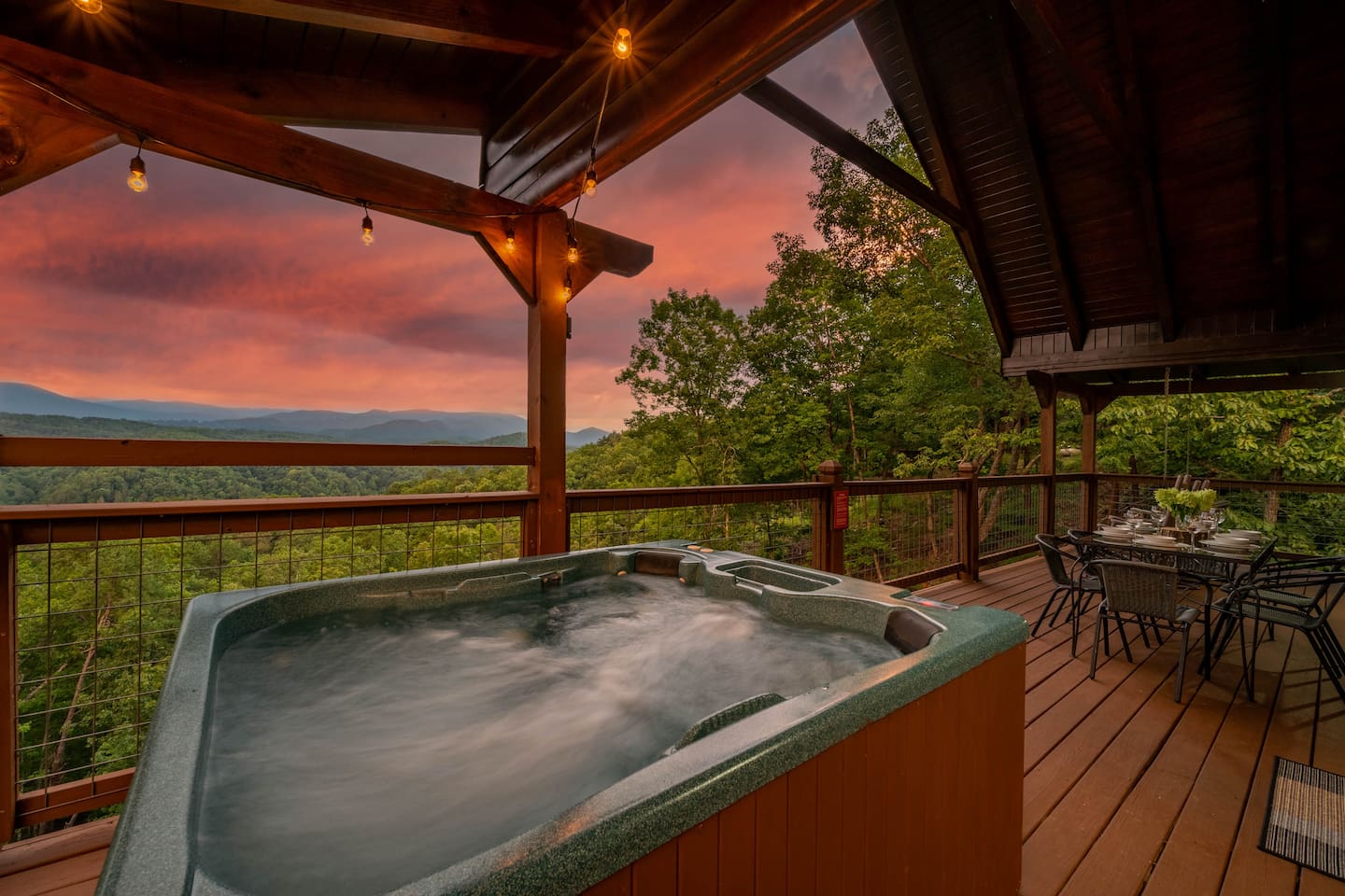 Watching the sunset from the hot tub can't be beat!