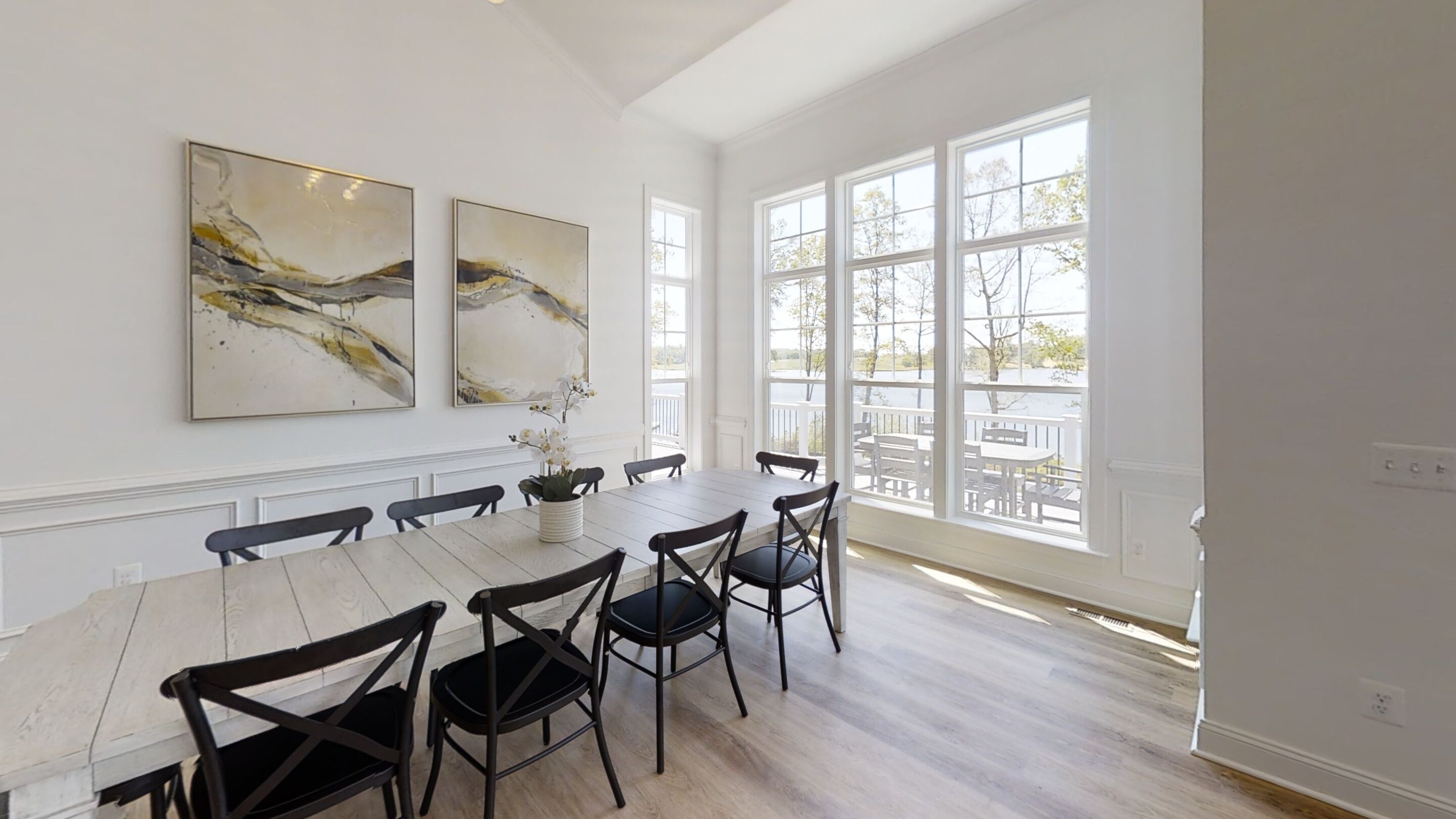 Dining area with lake views
