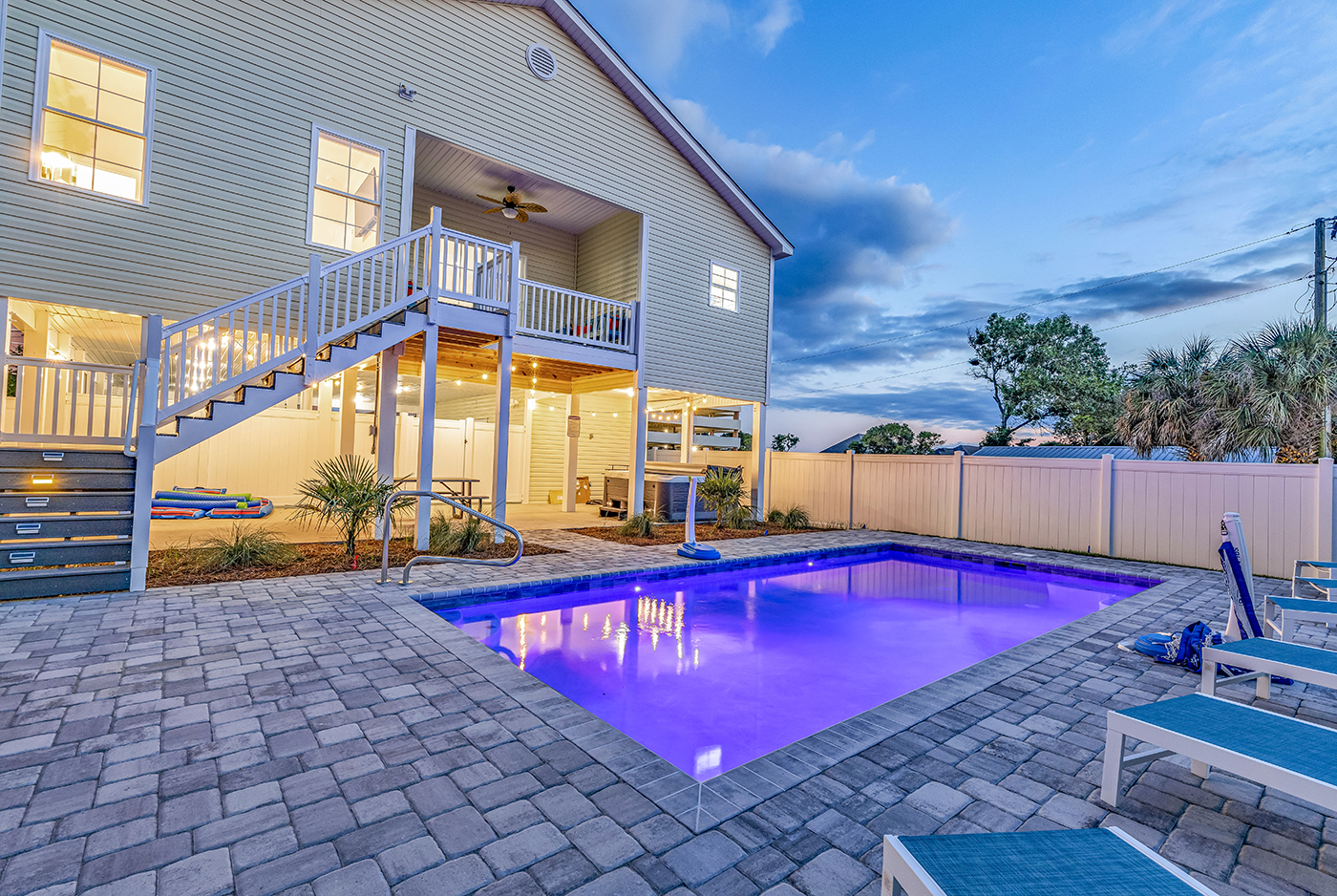 Dive into luxury with our sprawling 12x25 heated pool, aglow with mesmerizing LED lights. Experience the epitome of indulgence in your own backyard sanctuary. 🌟💦 #LuxuryLiving #PoolPerfection