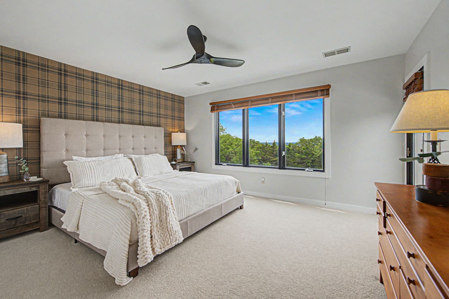 Wake up to treetops and blue sky, with your own quiet corner of the house.
