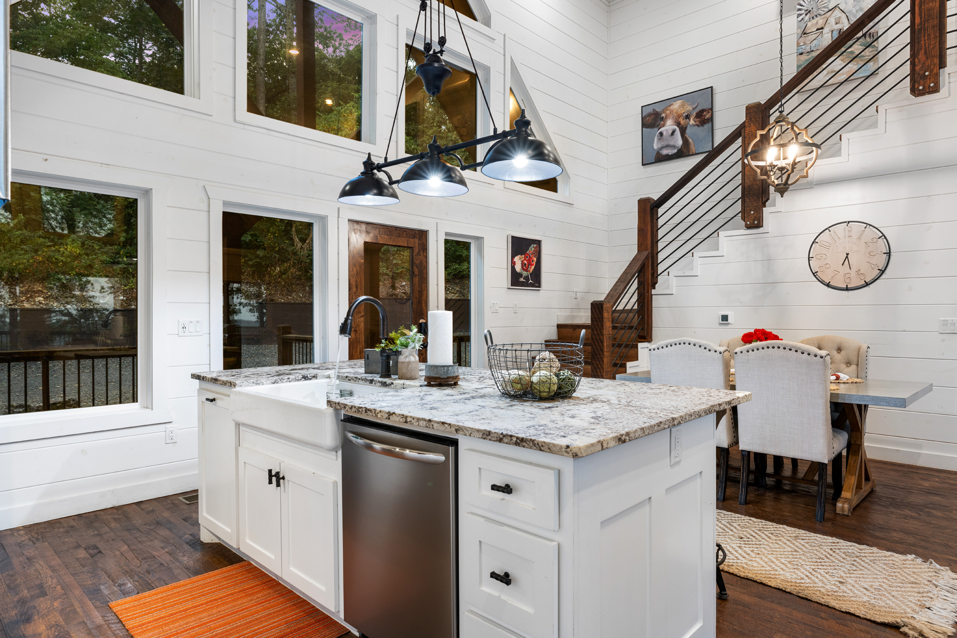 Elegant open kitchen and dining area designed for gathering and entertaining