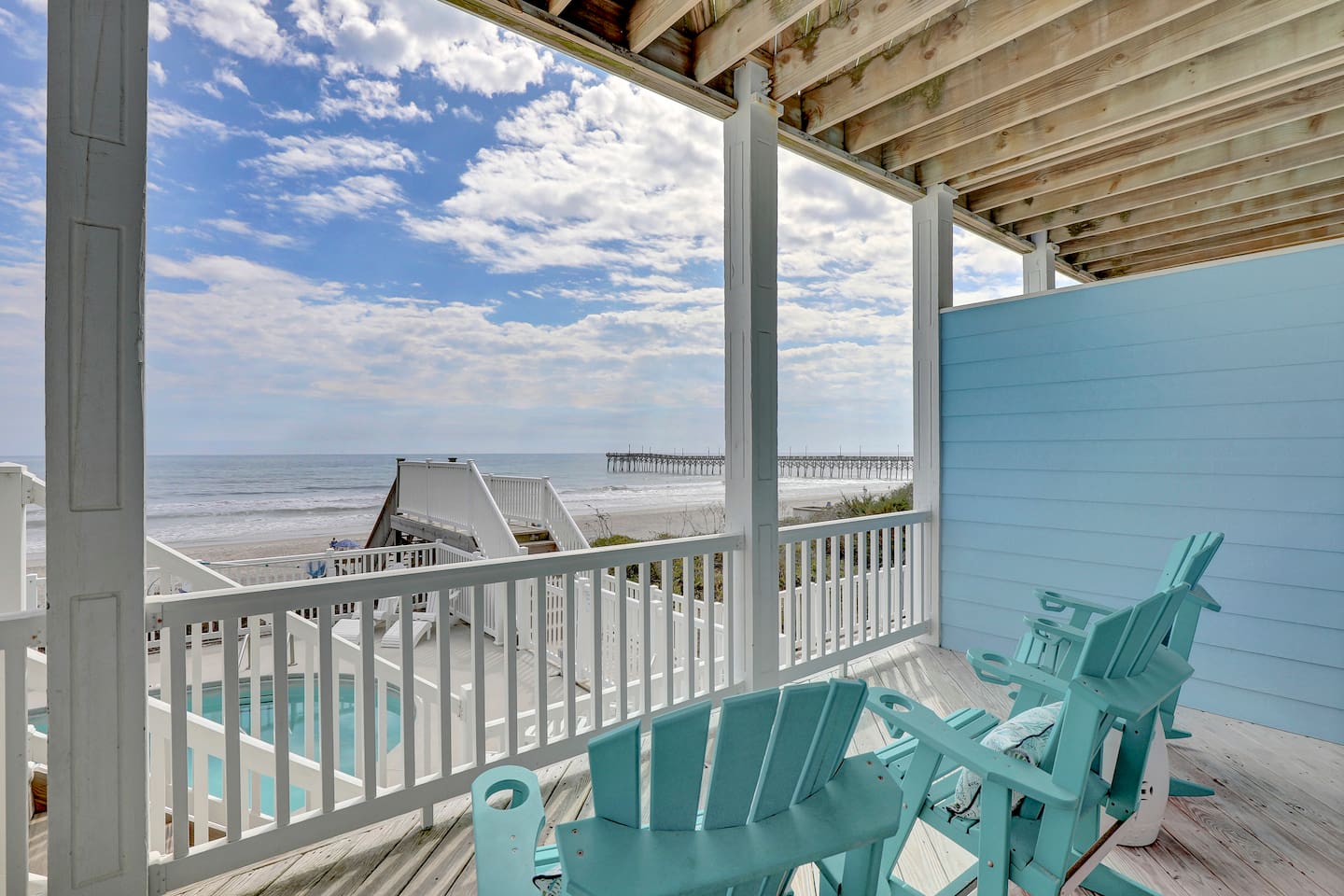 Mid-level balcony offers views of both the beach and pool!