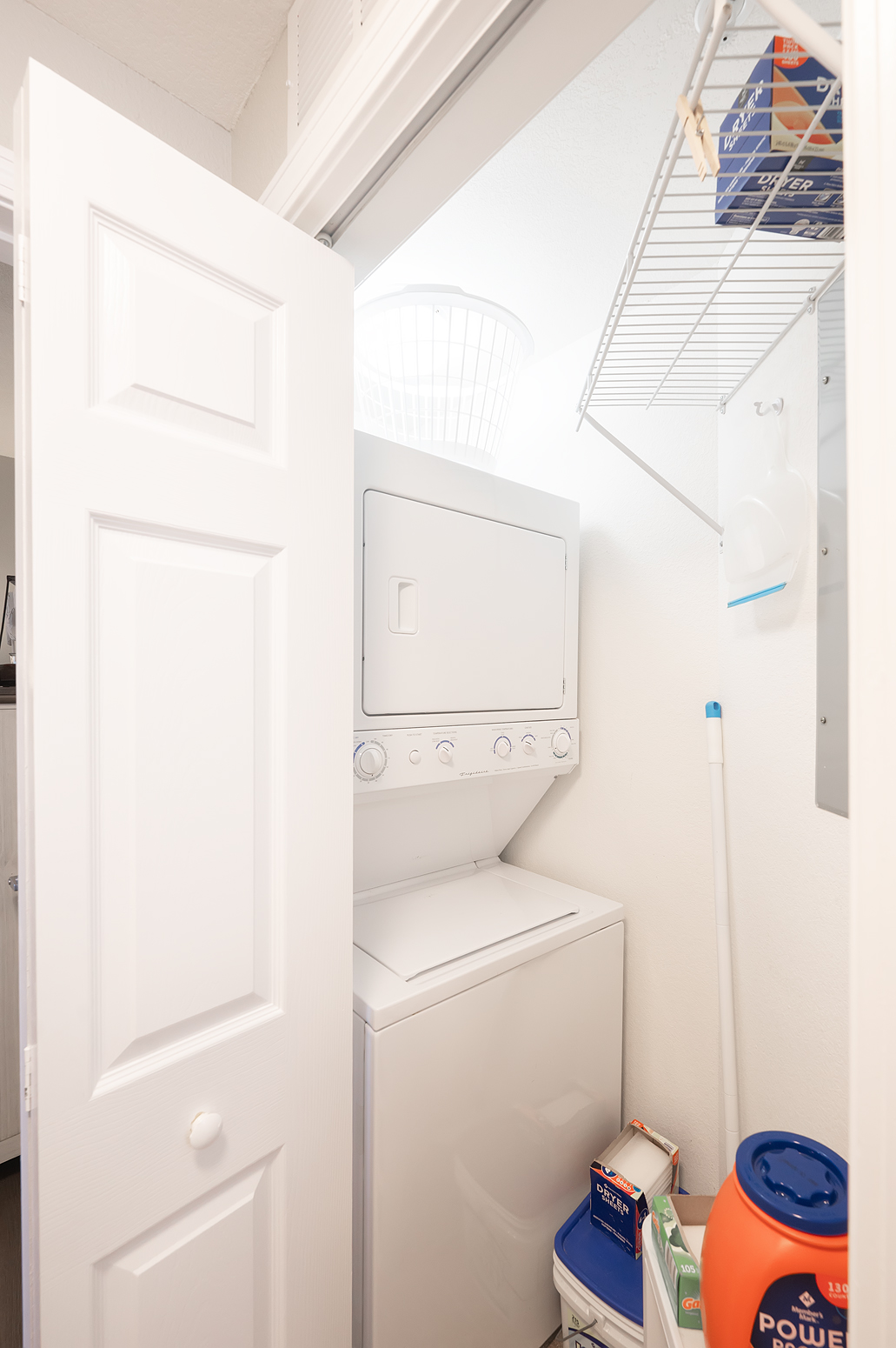 Washer and dryer inside the unit
