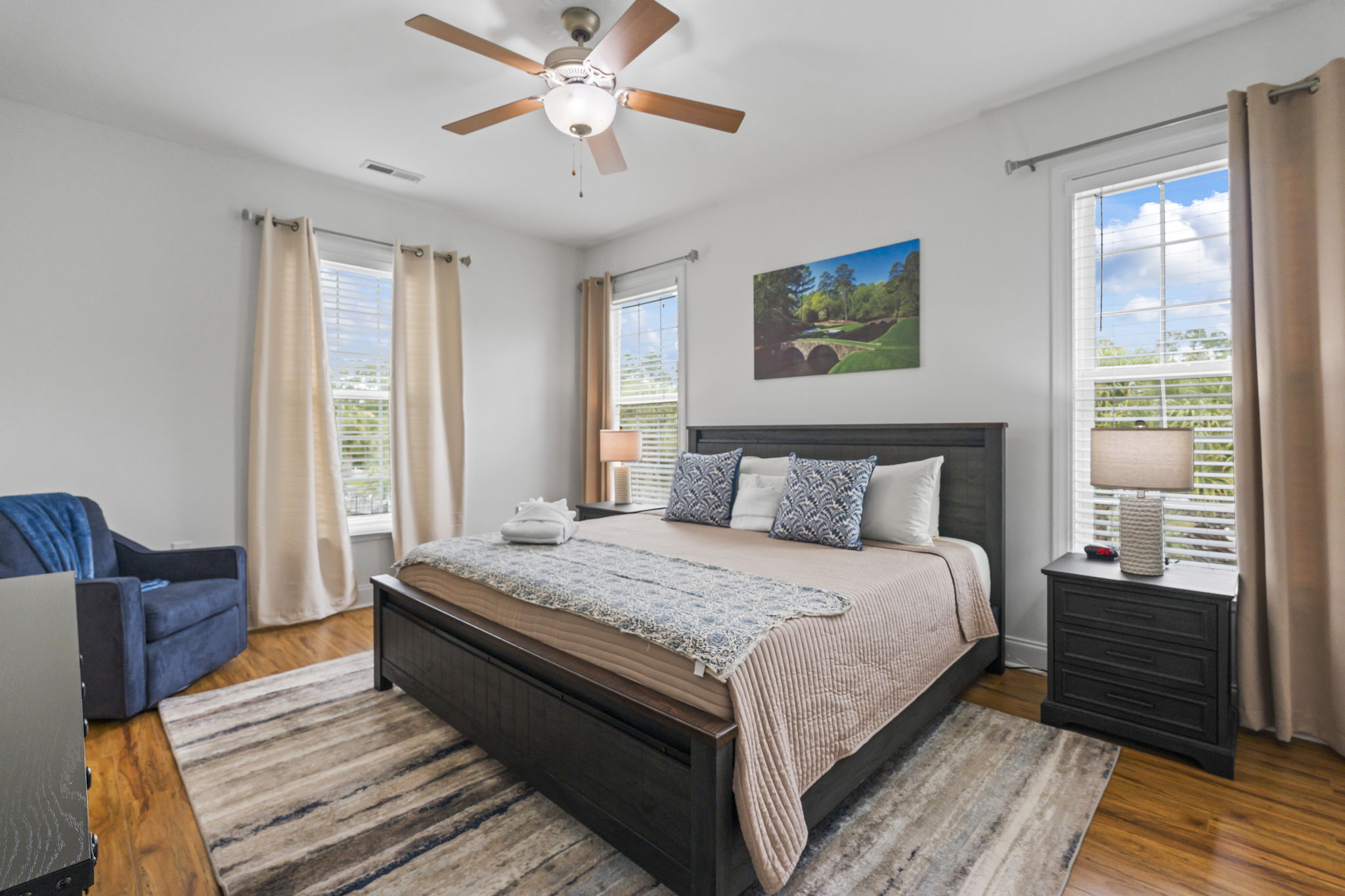The August Room - the Primary bedroom is large with a king bed and ensuite bathroom