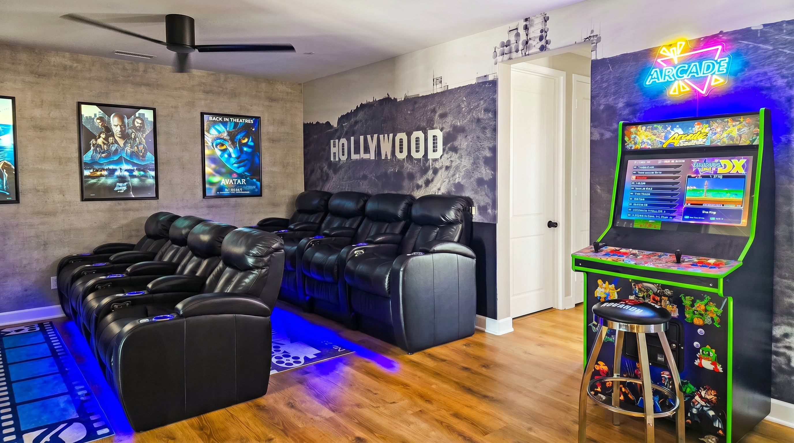 The arcade in the movie room has more than 2000 arcade games ranging from the '90's to the early 2000's.