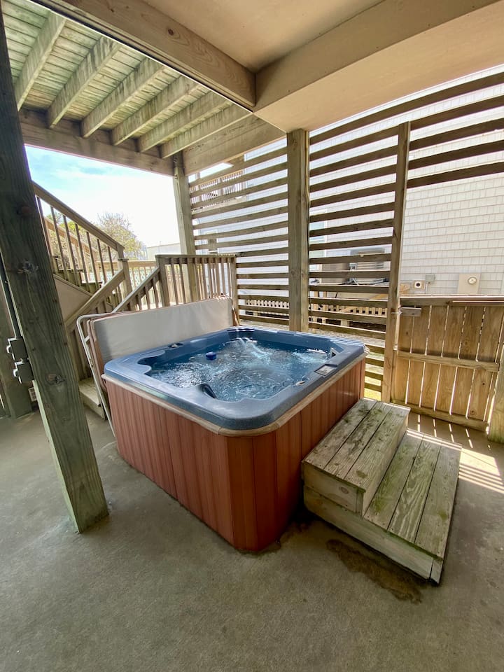 Relax with drinks at the tiki bar or soak in the hot tub.