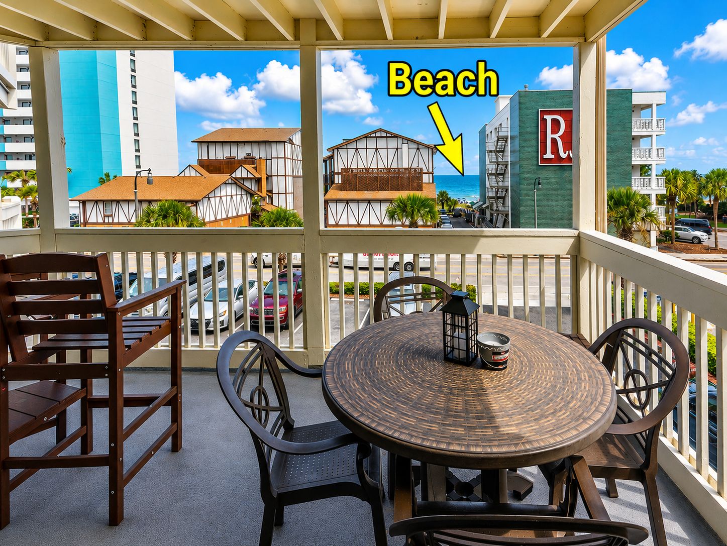 The beach is located across the street from the Villas 