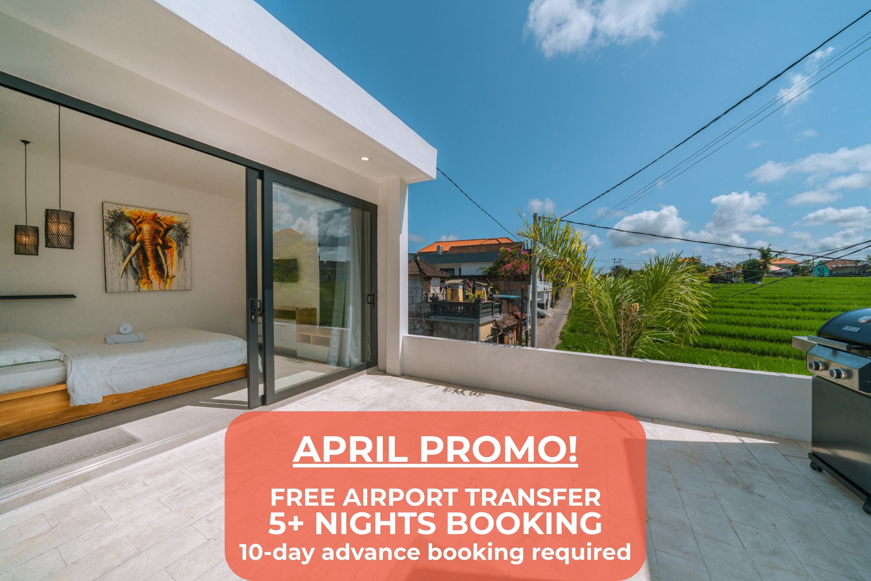 Roof top with ricefield view