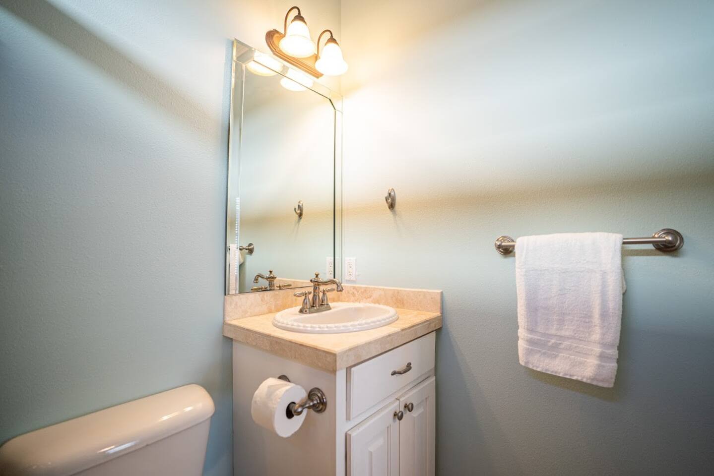 Bunk bed private en suite bathroom.