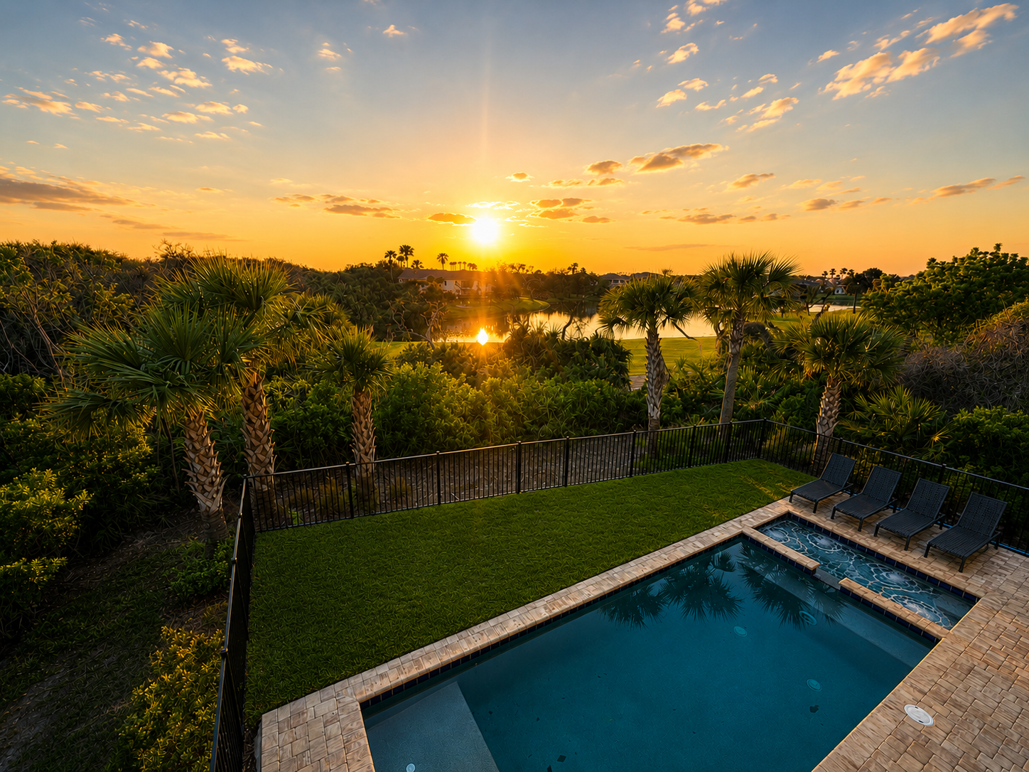 As the sun sinks over the golf course, your private pool and spa glow softly in the fading light. Slip into the warm water, let the day's adventures melt away, and share that hushed, golden hour when the whole family finally unwinds together.