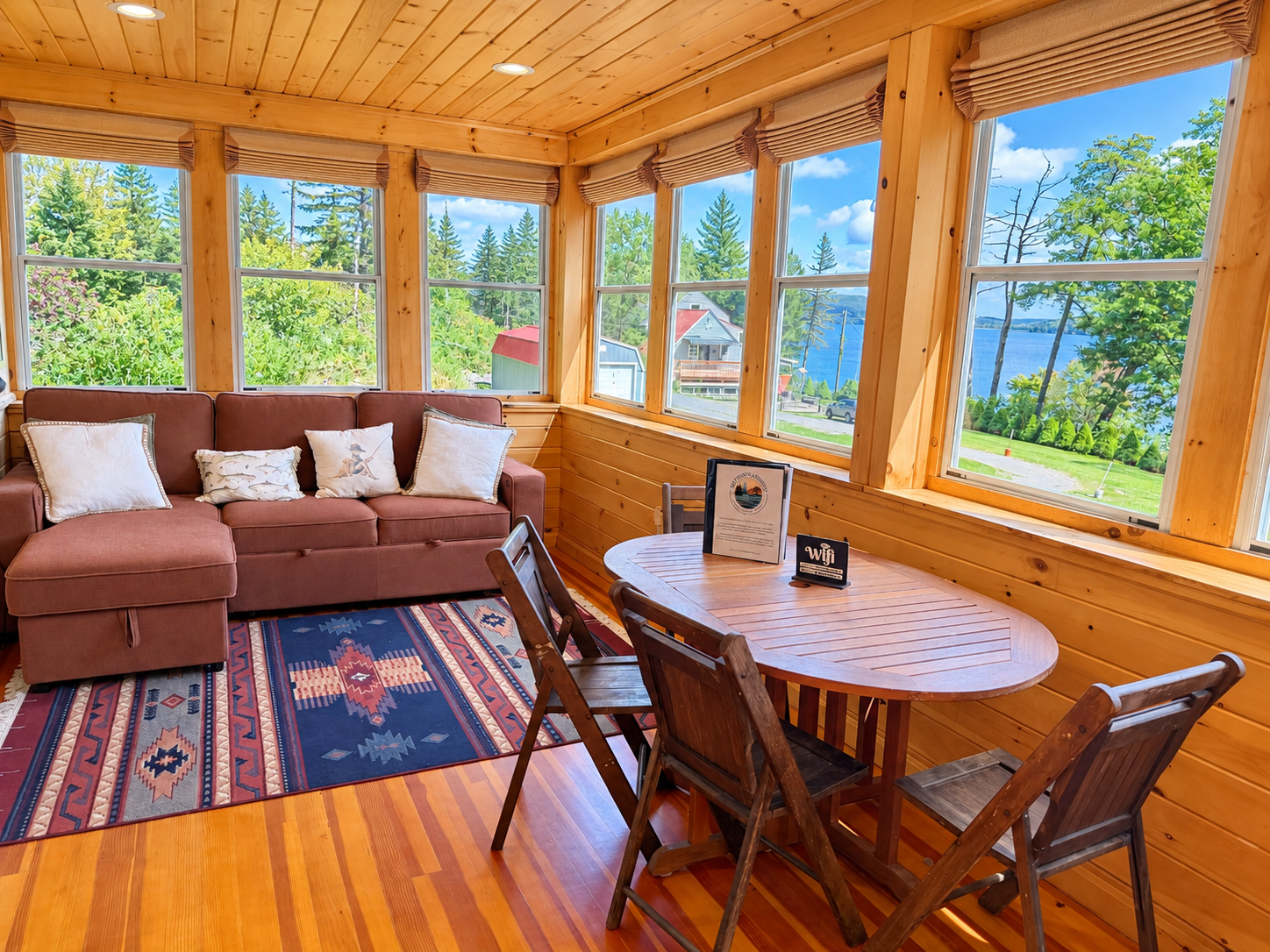 Living Room/dining area, sleeping porch overlooking Otsego Lak