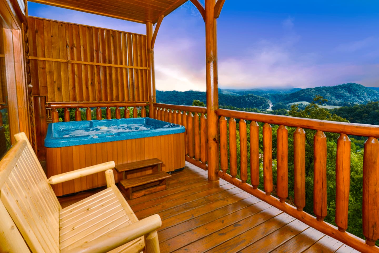 Hot tub overlooking the mountains