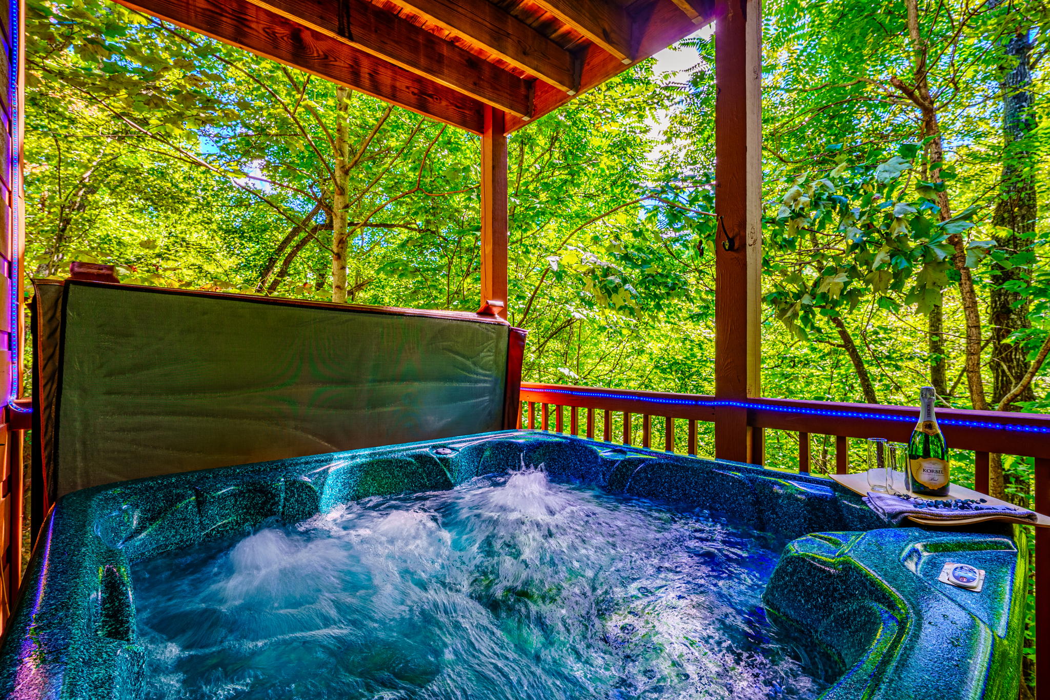 Hot tub outside game room, downstairs patio