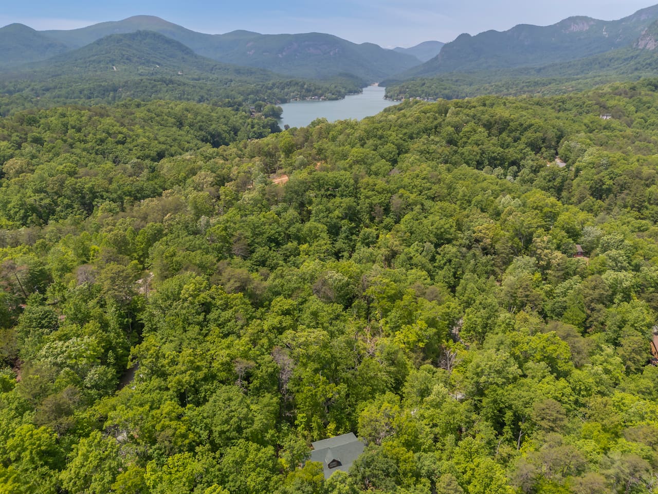 Upper drone view of the cabin 